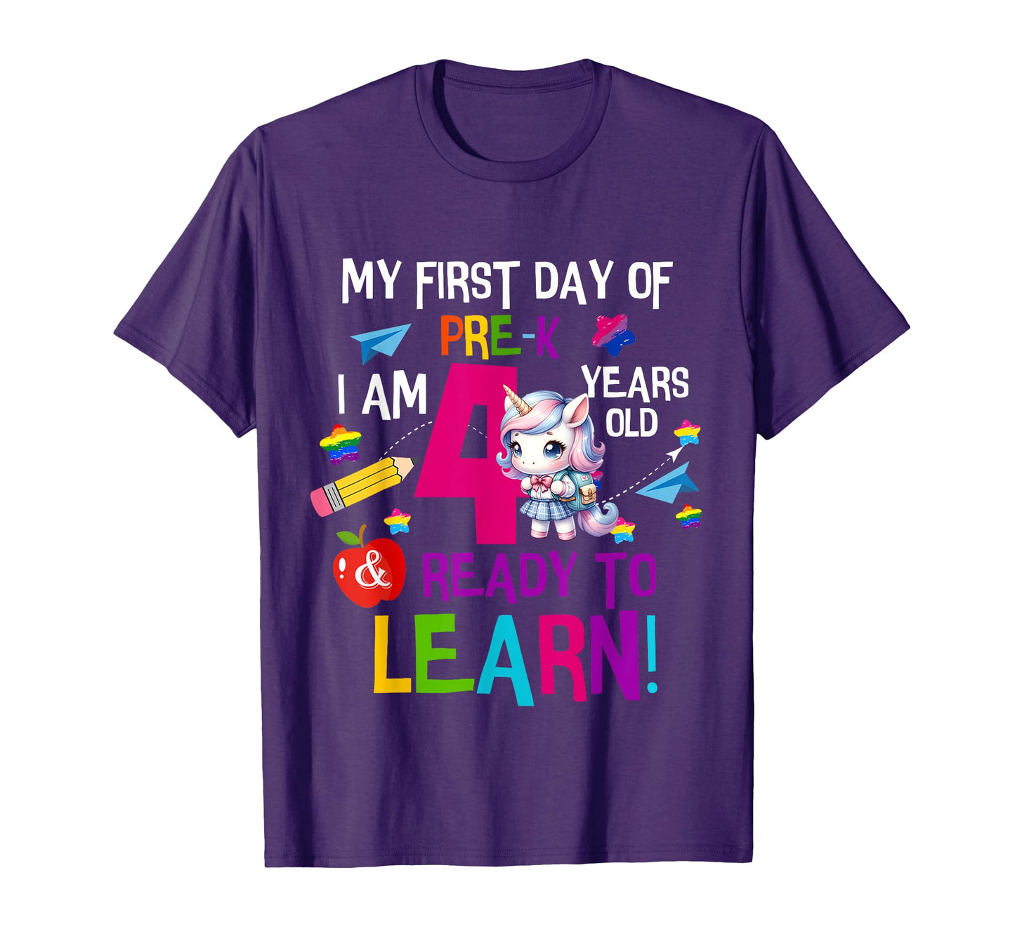 Cute My First Day Of Pre K I Am 4 Years Old Girls Kids Boys T-Shirt