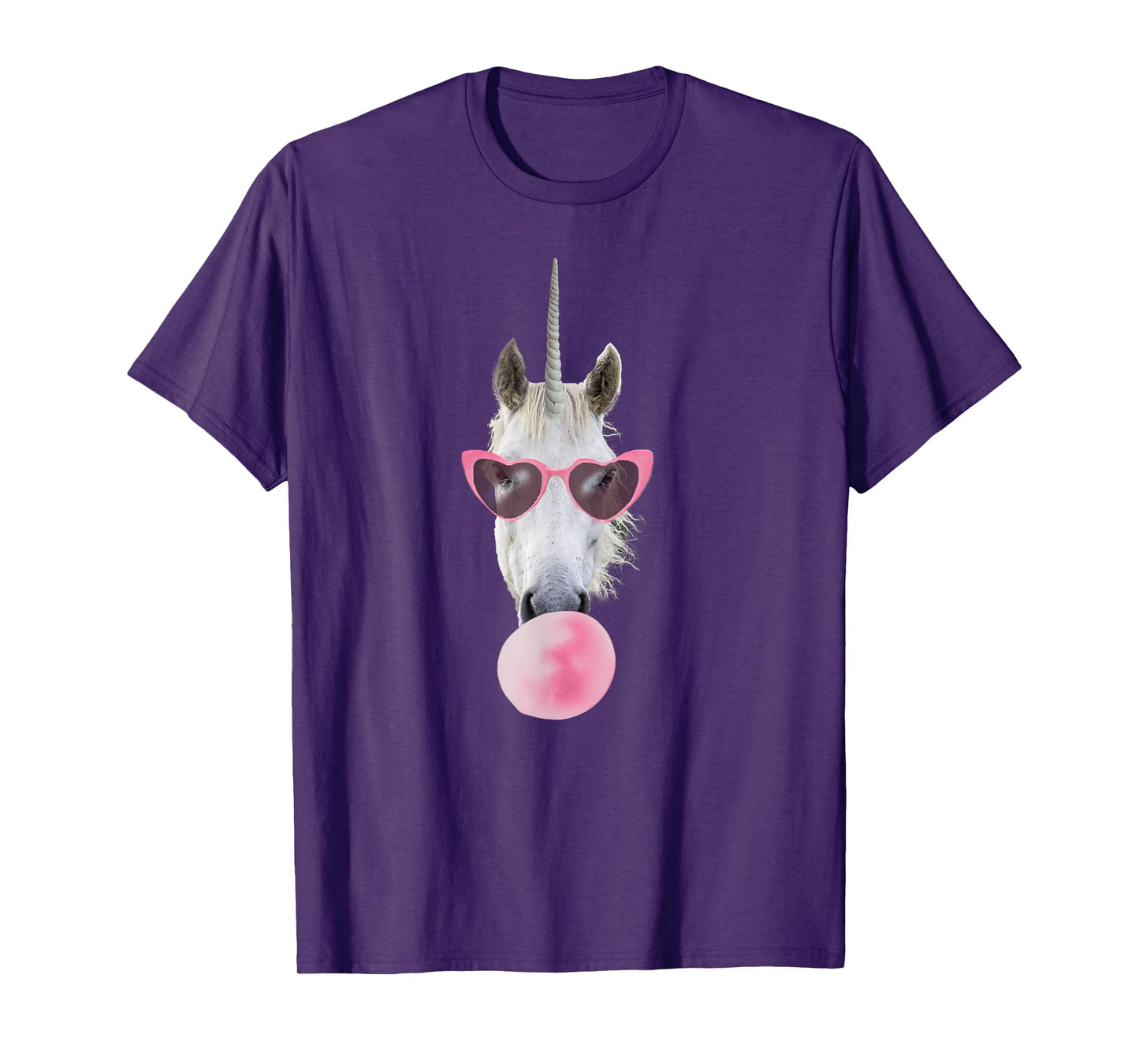 Unicorn Pink Bubble Gum Heart Sunglasses T-Shirt