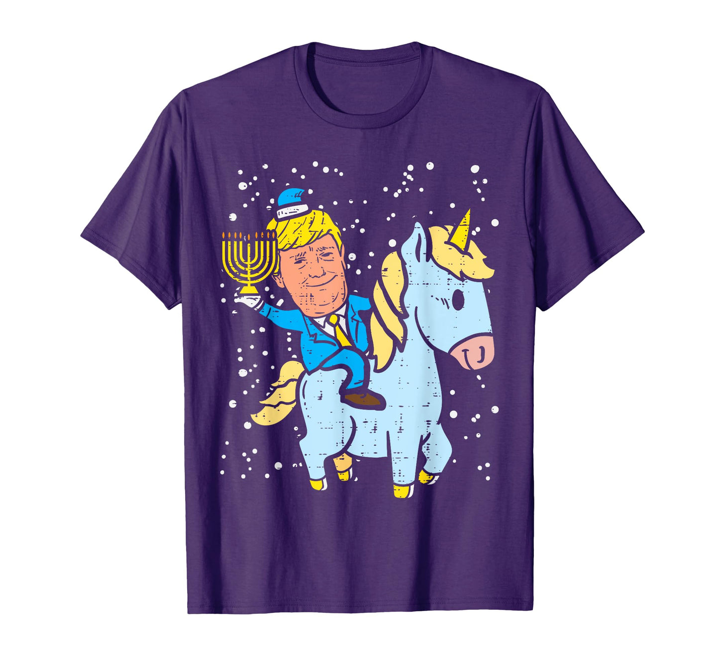 Trump Riding Unicorn Menorah Jewish Hanukkah Chanukah Gift T-Shirt