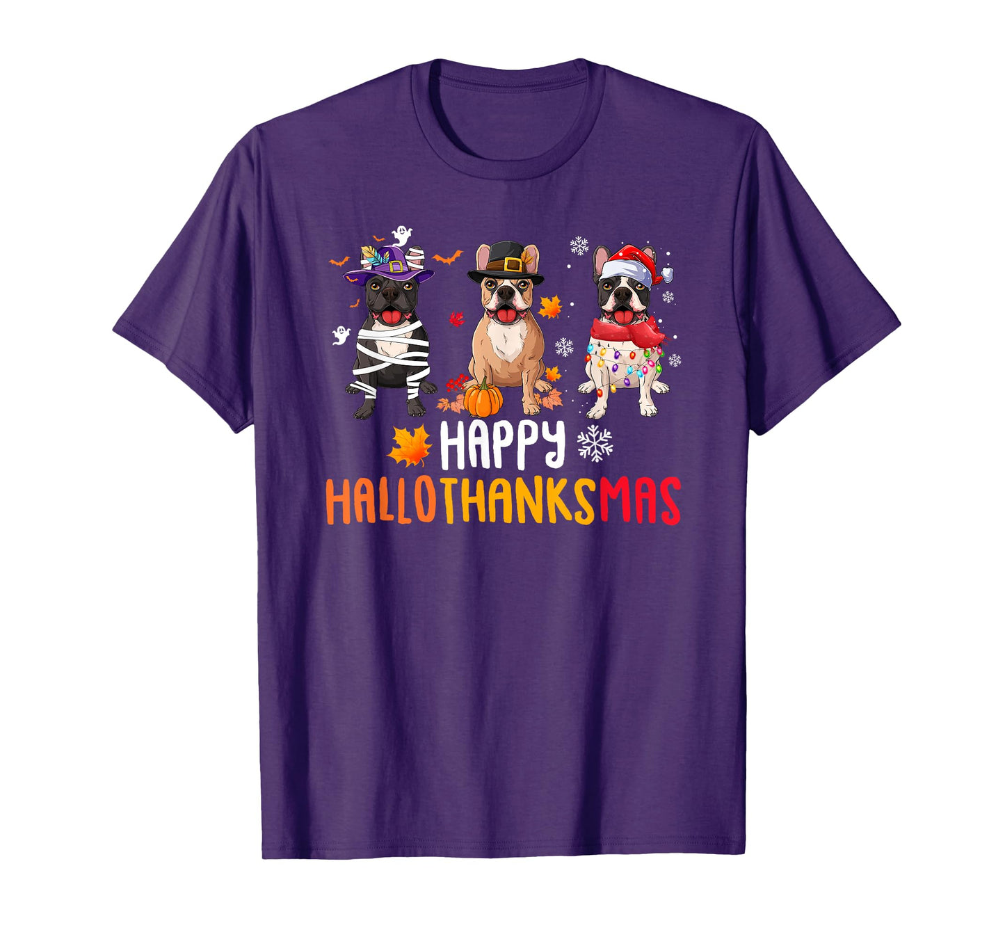 Halloween Thanksgiving Christmas Funny French bulldog Dogs Men Women Kids T-Shirt