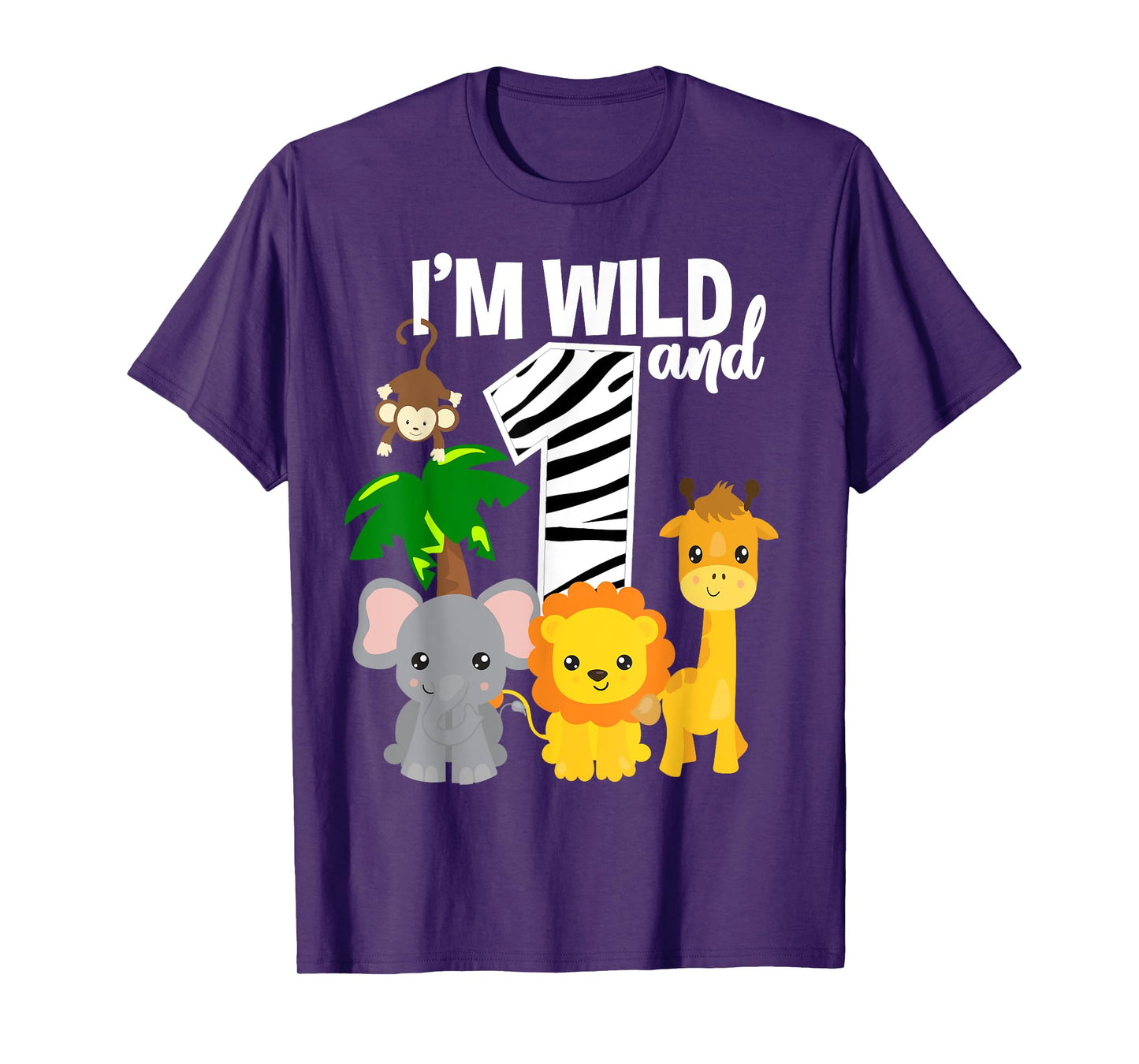 I'm Wild and 1 Zoo Theme Birthday Shirt Safari Jungle Animal T-Shirt