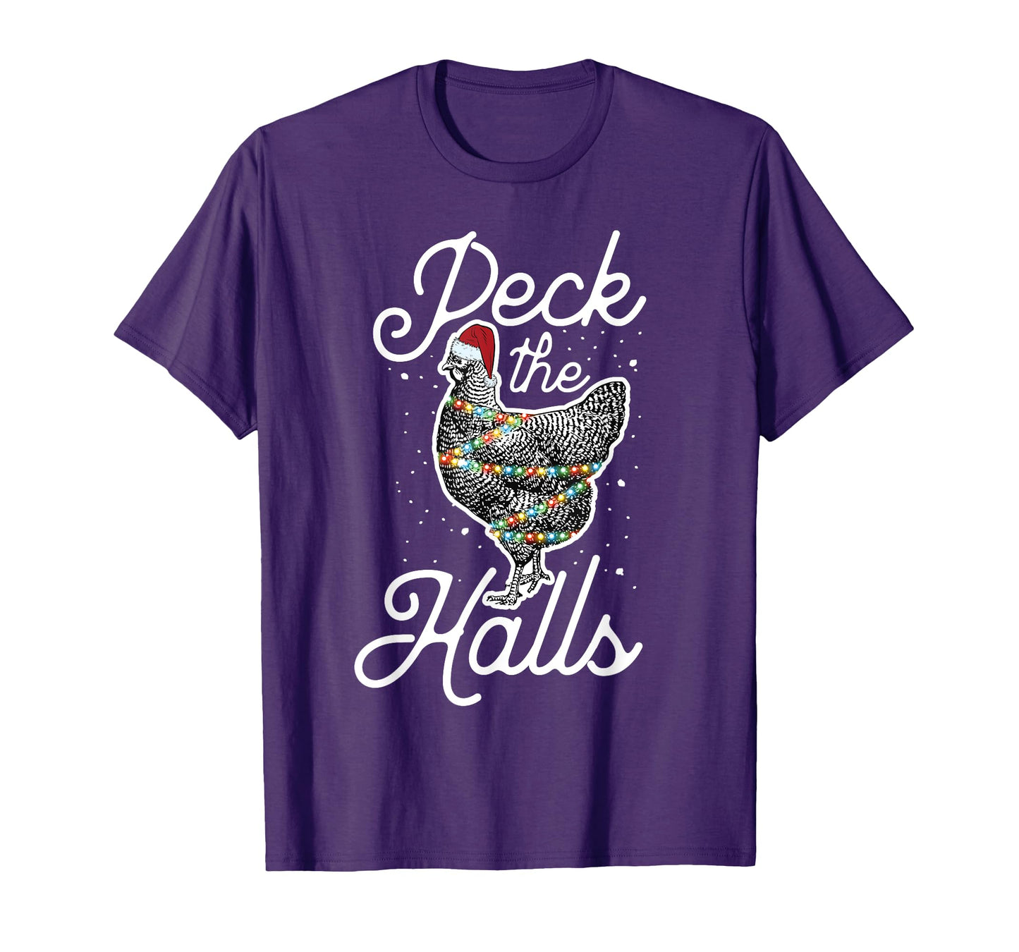 Peck The Halls | Cute Christmas Chicken T-Shirt
