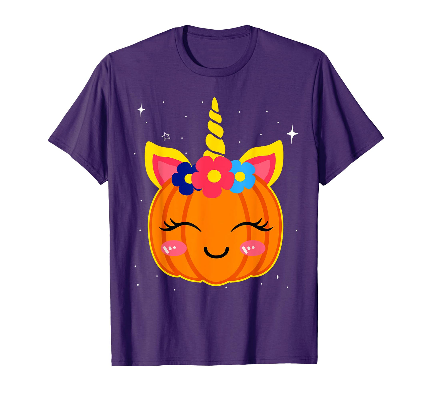 Girls Funny Halloween Costume Cute Unicorn Pumpkin Kids T-Shirt