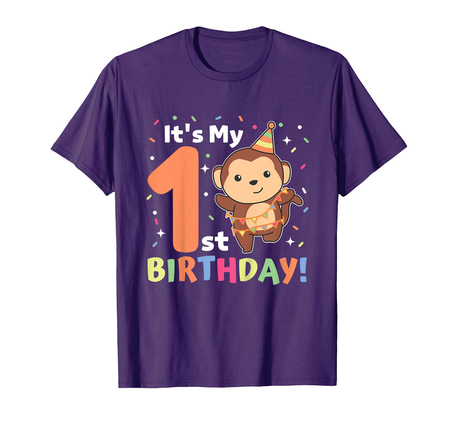 Monkey 1st Birthday For Kids One Year Old Monkey T-Shirt