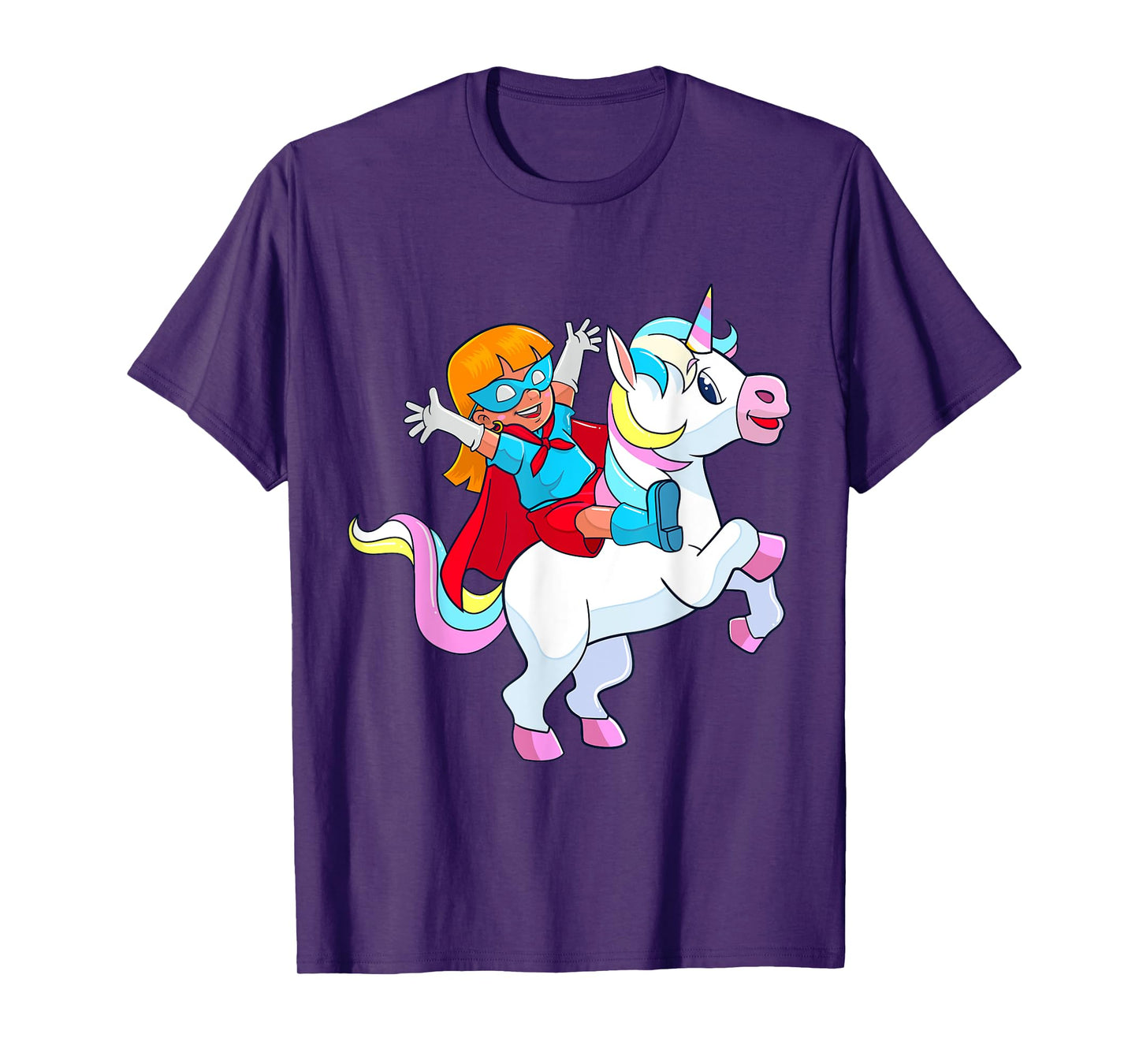 Superhero Birthday Girl Riding Unicorn Funny Kids Toddlers T-Shirt