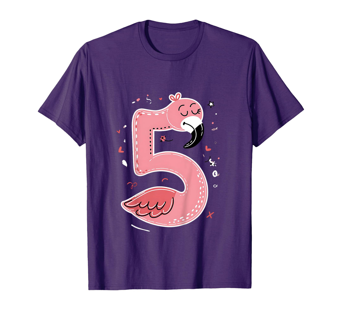 Celebrate 5 Years Old Party For Flamingo Birthday Girl T-Shirt