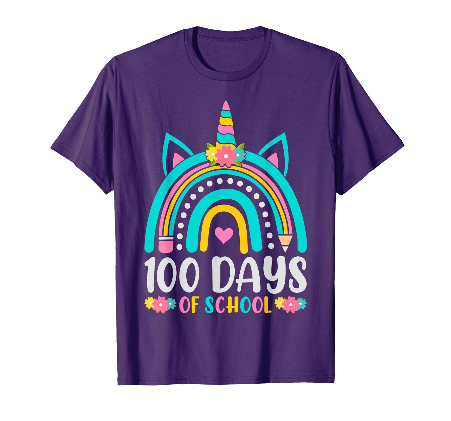 100 Days Smarter Rainbow Unicorn Girls 100th Day of School T-Shirt