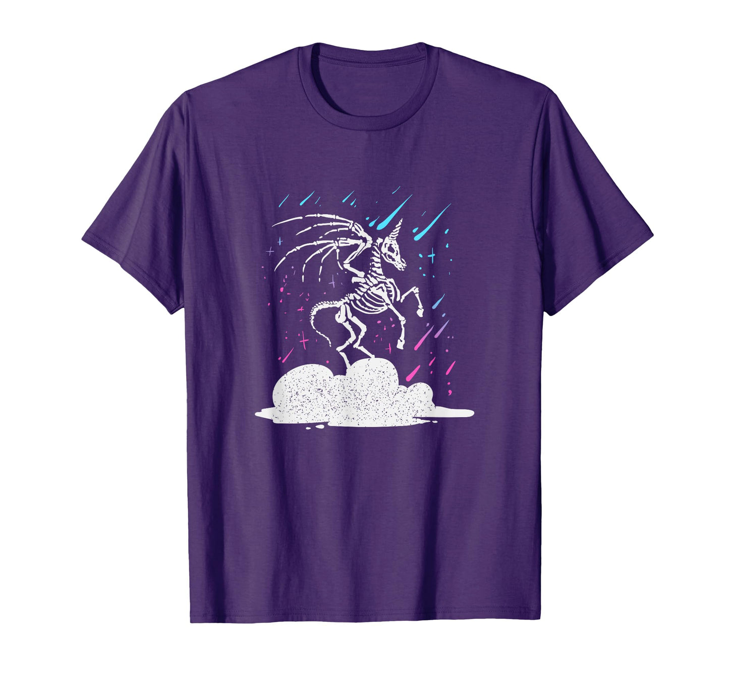 Dead Unicorn Skeleton Rainbow Artwork T-Shirt