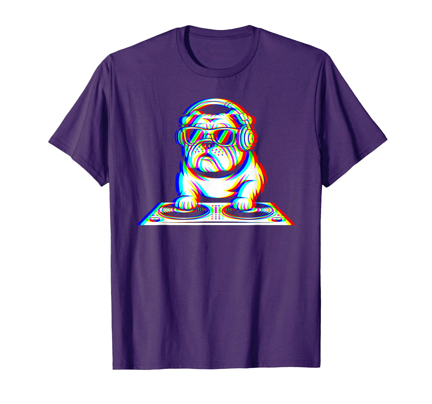 Funny English Bulldog DJ Glitch Rave EDM Music Party T-Shirt
