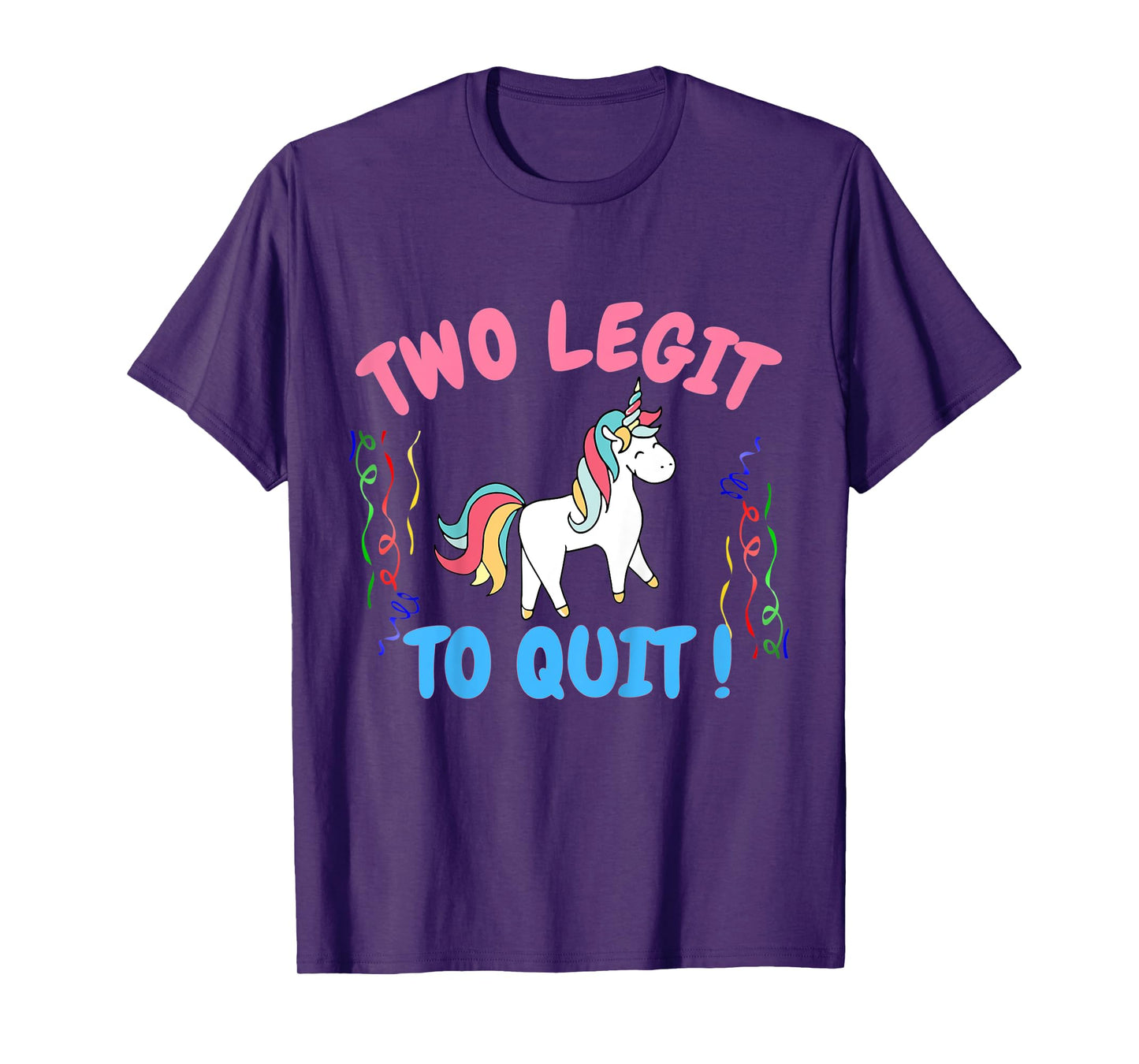 Kids Two Legit To Quit Funny 2nd Birthday Gift Unicorn T-Shirt