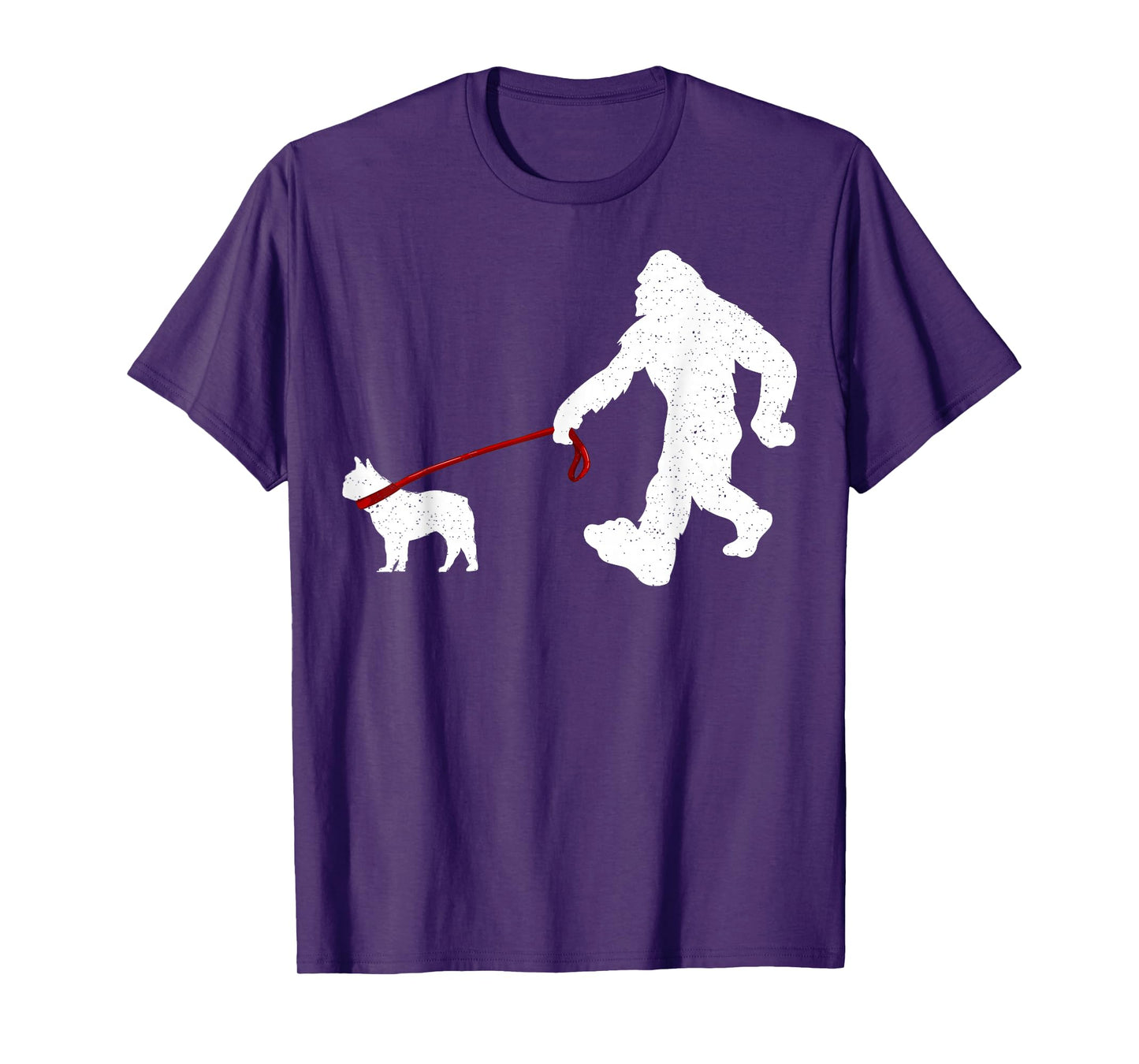 Funny Bigfoot Walking With French Bulldog Dog Lover Bigfoot T-Shirt