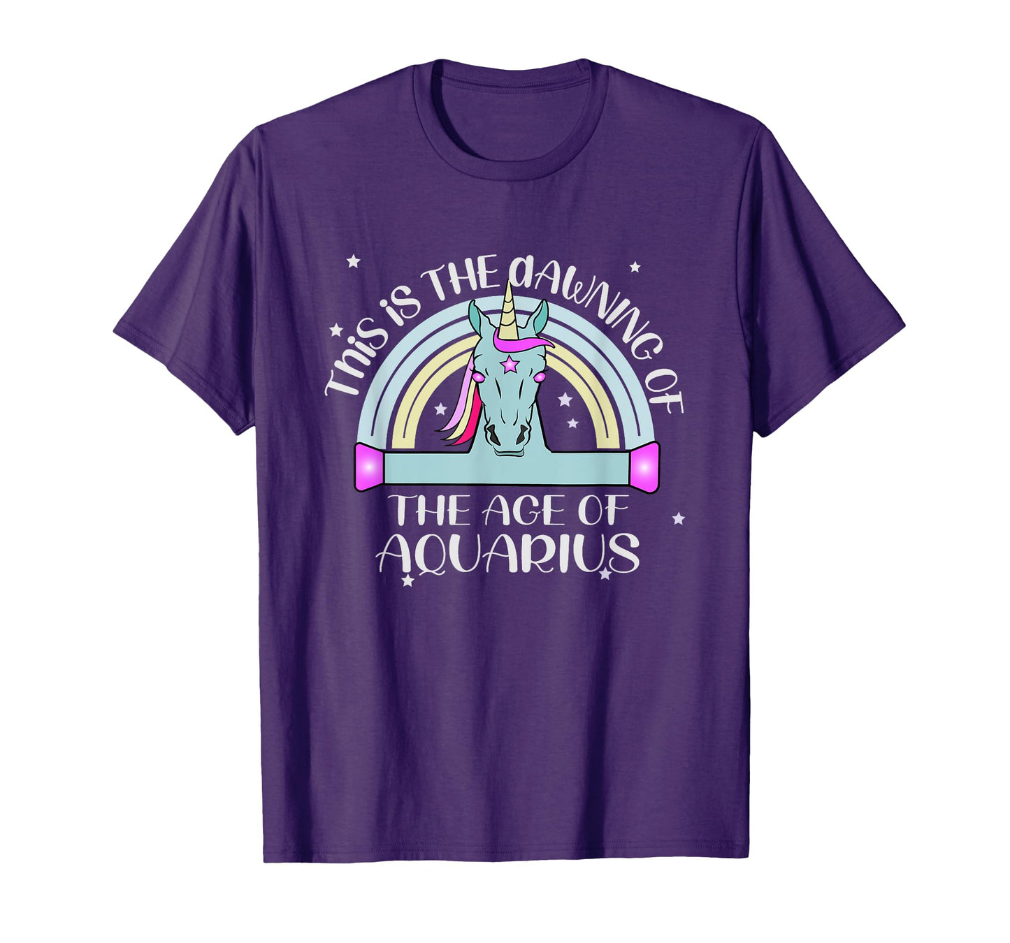 Dawning of Age of Aquarius is January 20th Unicorn in Space T-Shirt