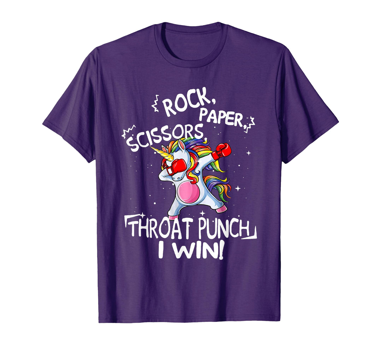 Rock Paper Scissors Throat Punch I win Unicorn Boxing T-Shirt