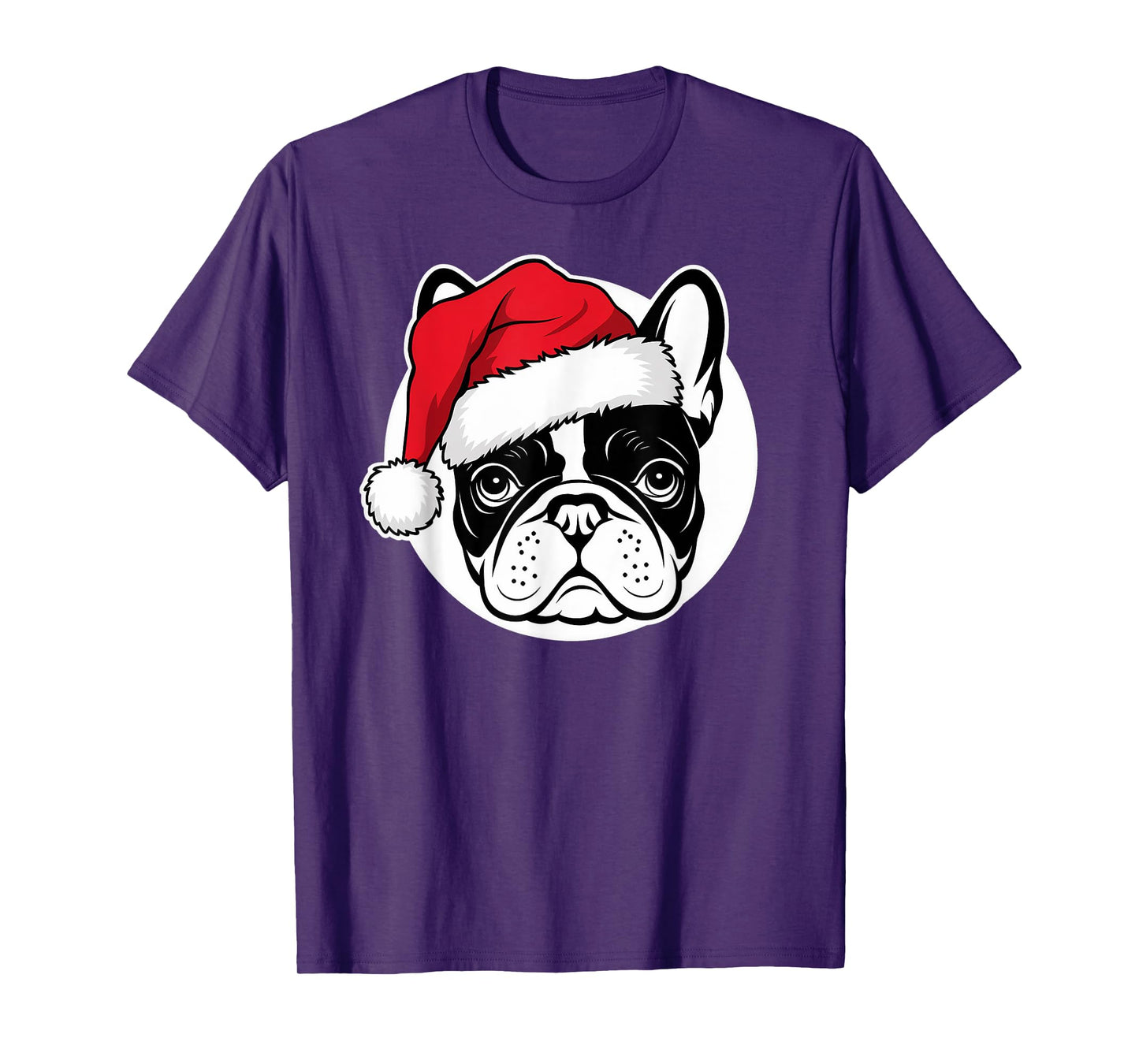 Joyful Frenchie Santa Dog on French Bulldog Christmas T-Shirt