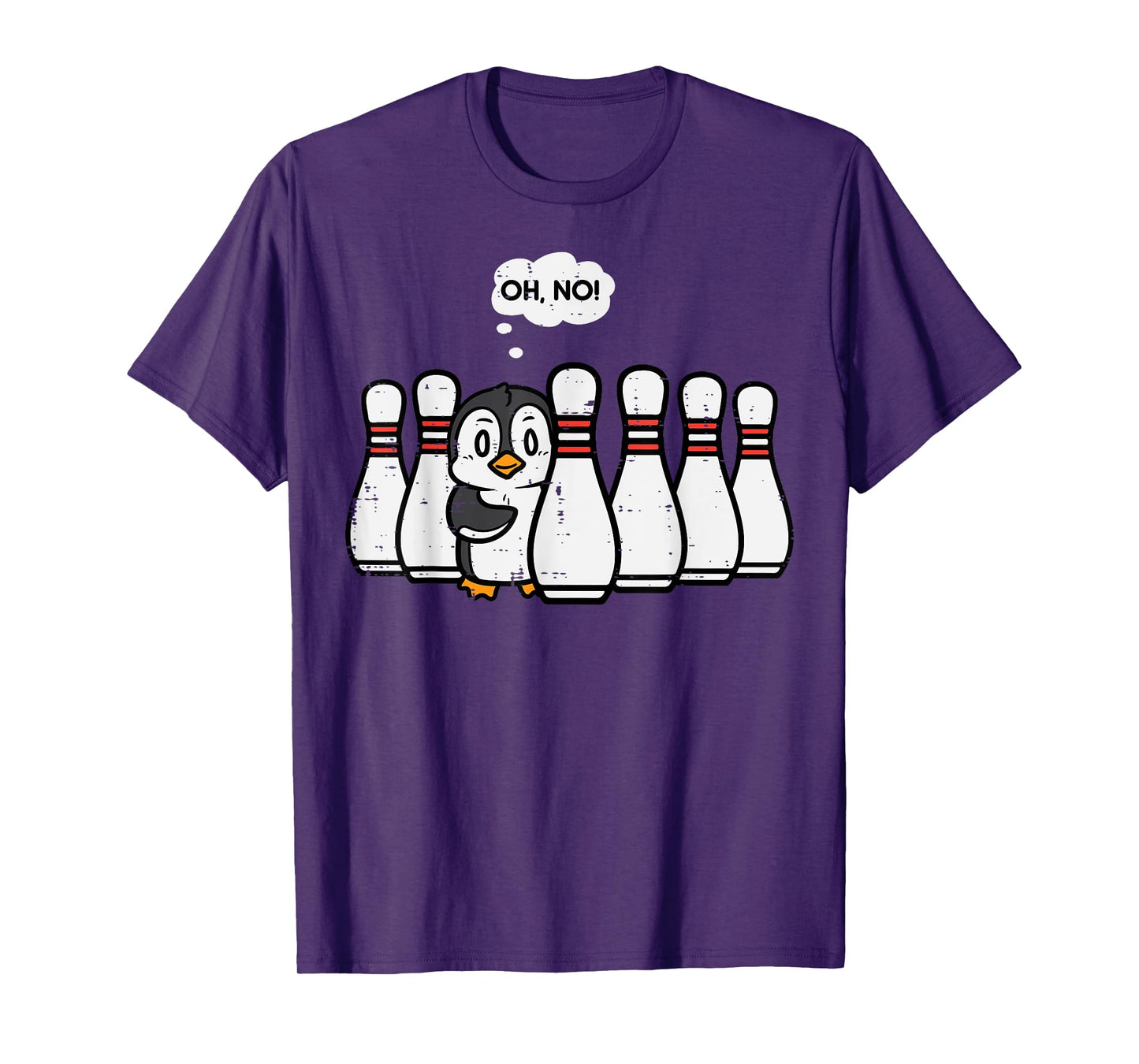 Penguin Bowling Pins Oh No Funny Bowler Player Men Women Kid T-Shirt