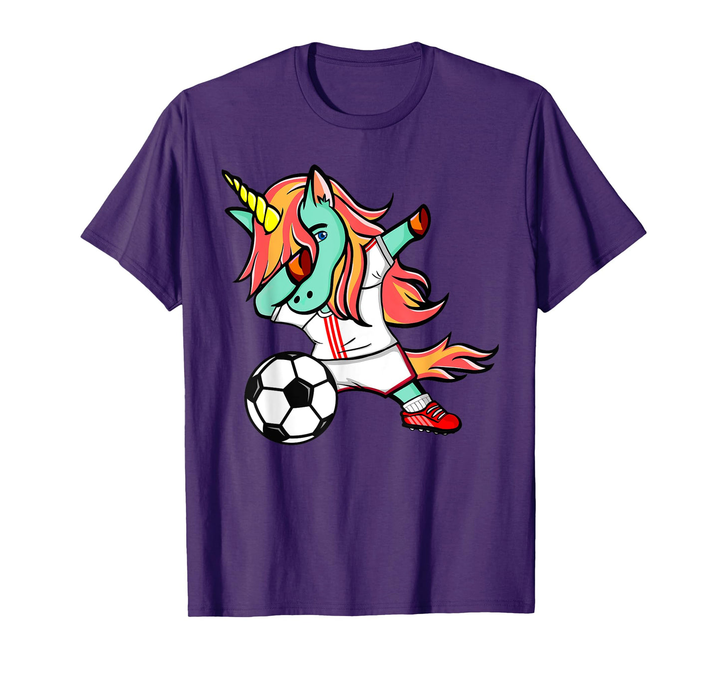 Dabbing Unicorn Soccer On White Red Sport Football Jersey T-Shirt