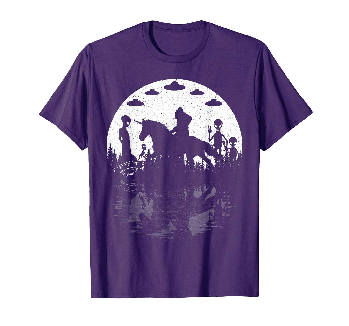 Bigfoot Riding Unicorn! Funny Sasquatch Ufo Cryptid Aliens T-Shirt