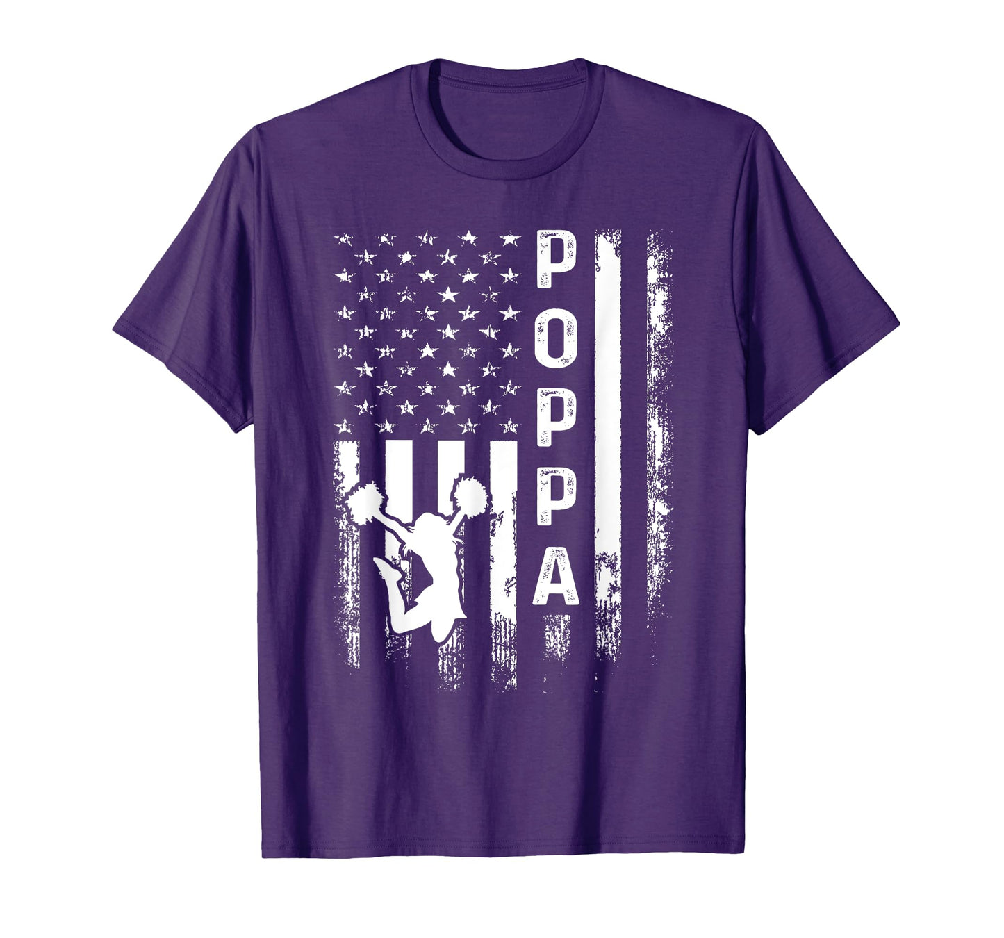 Cheerleader Cheer Poppa America Flag Vintage Xmas T-Shirt