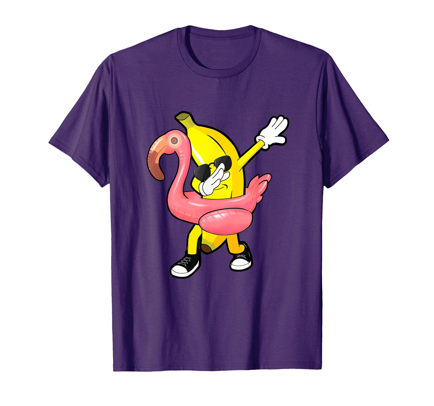 Summer Tropical Fruit Hawaii Dabbing Banana Flamingo Float T-Shirt for Men Women