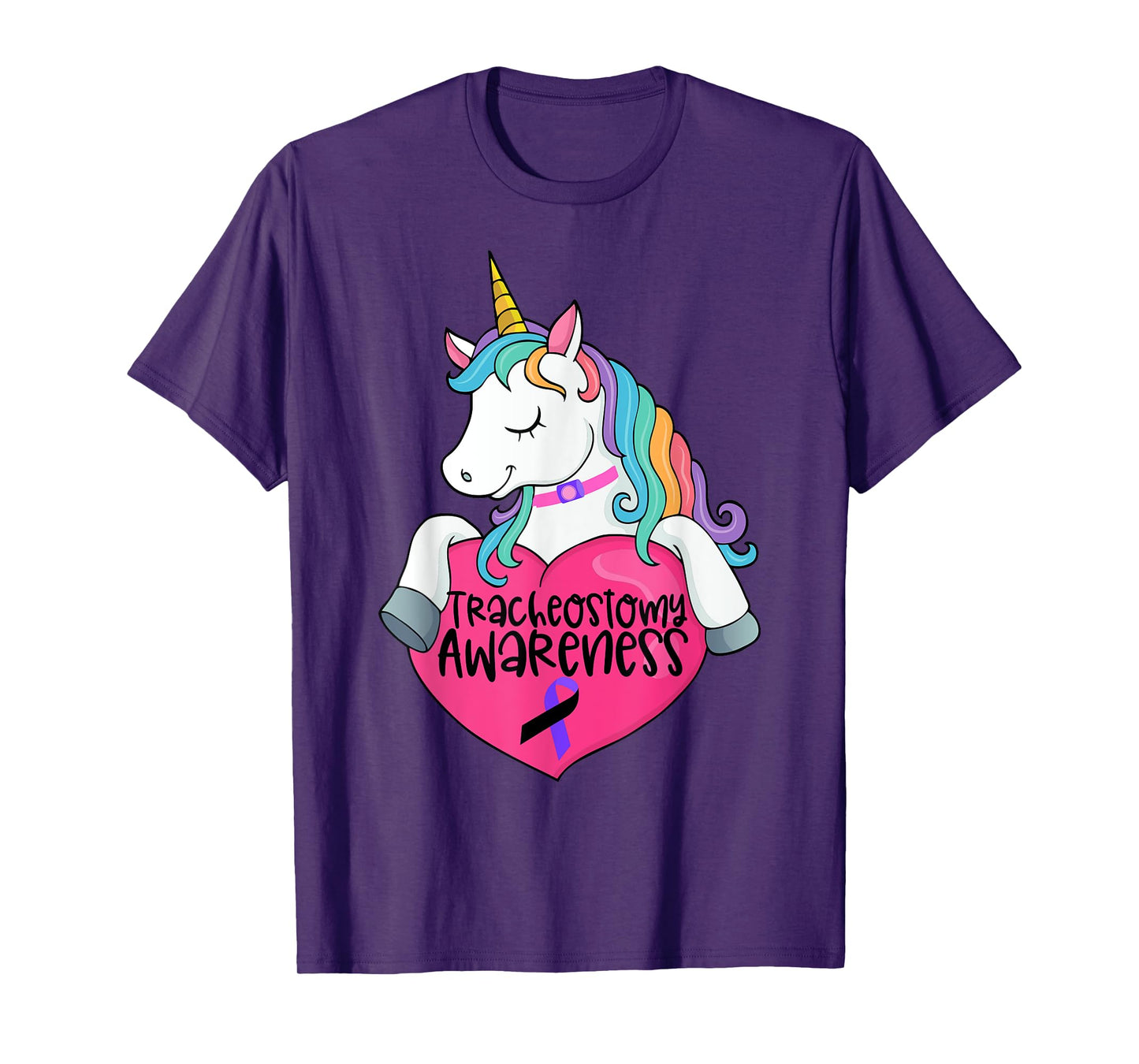 Tracheostomy Awareness Trach Heart Unicorn T-Shirt