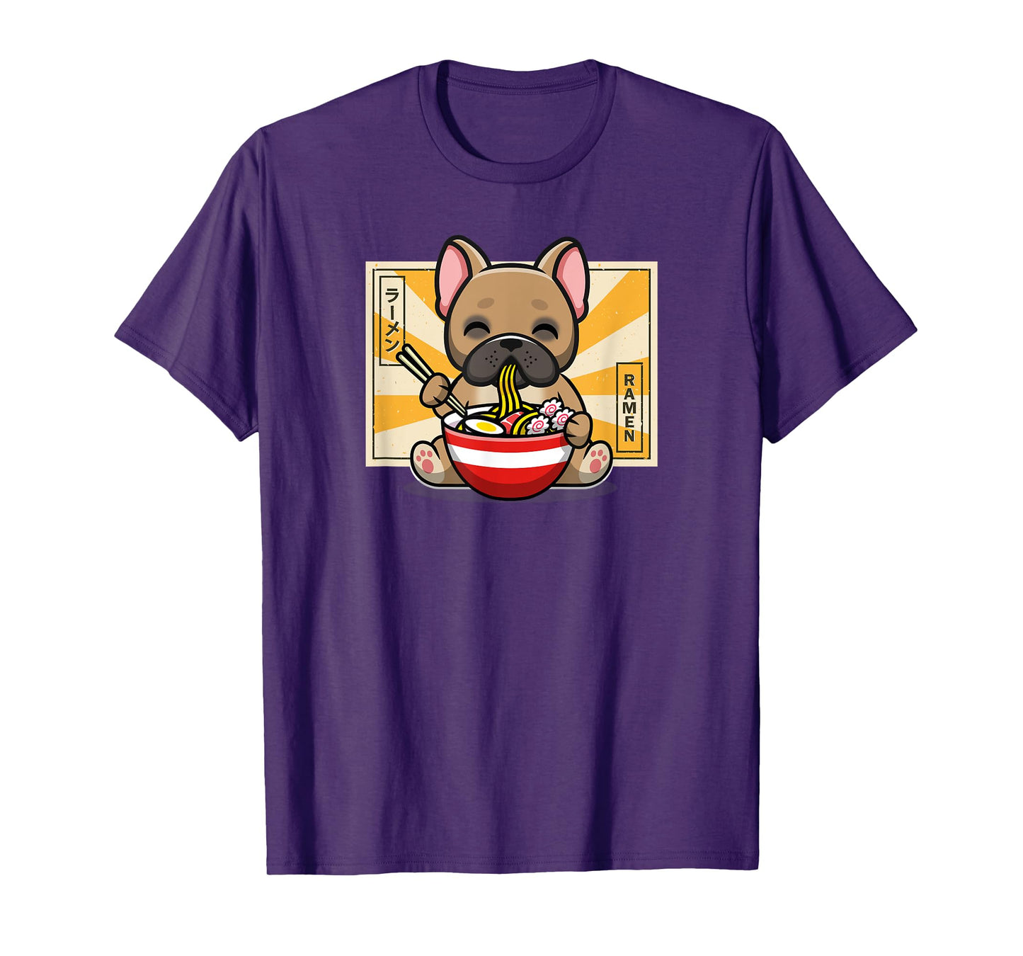 Funny Cute Kawaii Kids Ramen Noodles Frenchie Lover T-Shirt