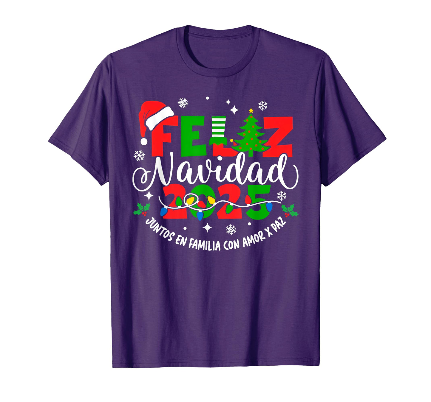 Feliz Navidad 2025 Christmas Xmas Lights Pajamas Holiday T-Shirt