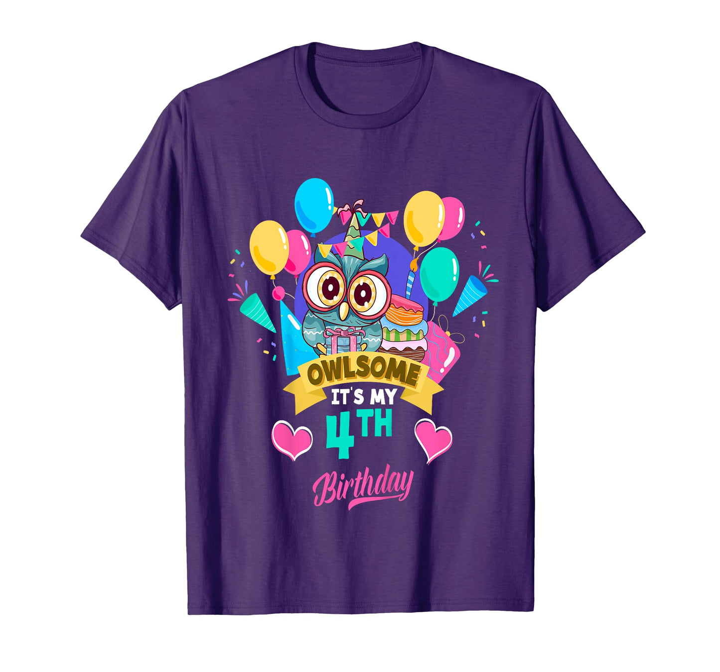 Four Year Old Birthday Owlsome It's My 4th Birthday Owl T-Shirt