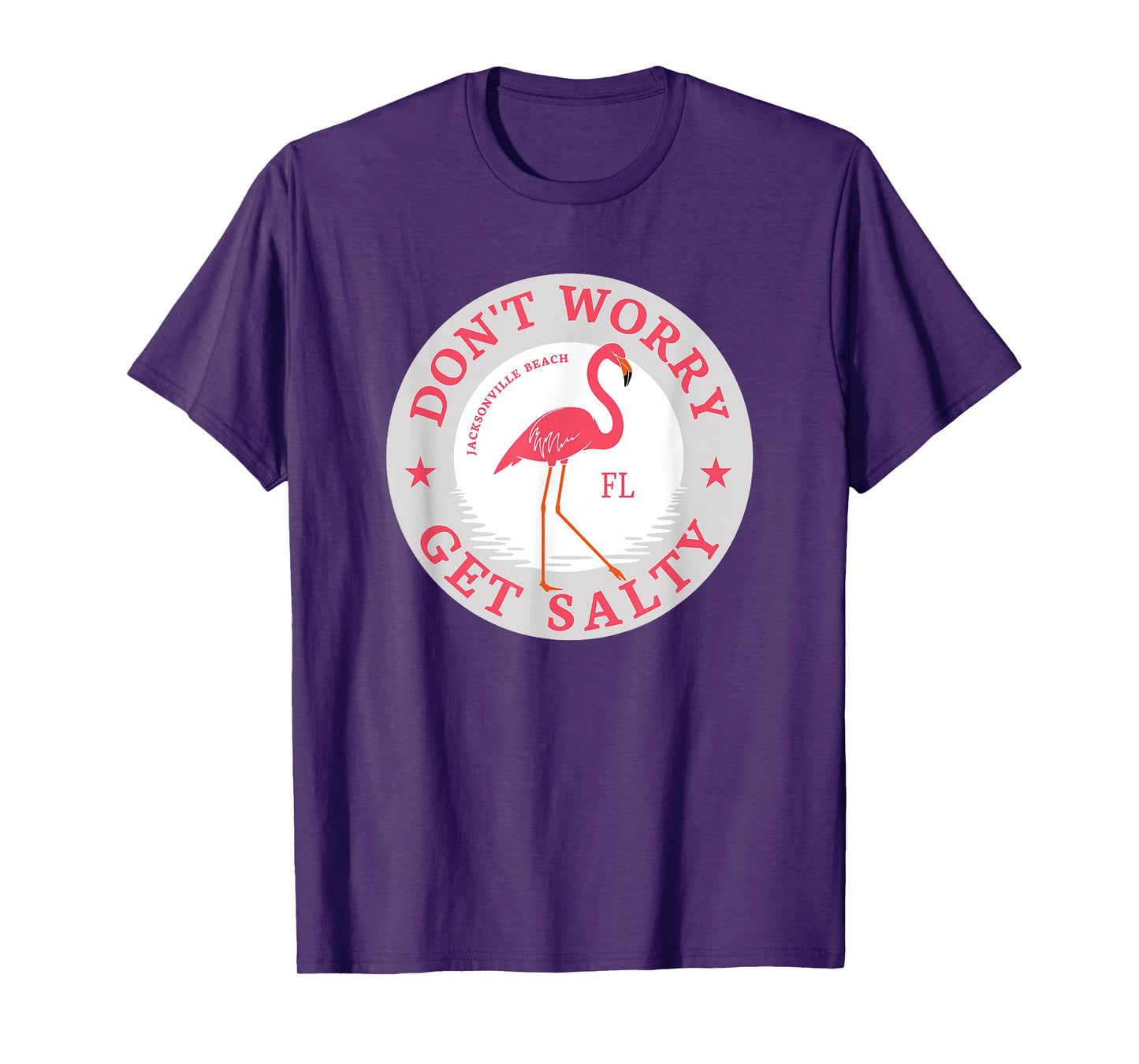 Don't Worry Get Salty Jacksonville Beach, FL Summer Flamingo T-Shirt