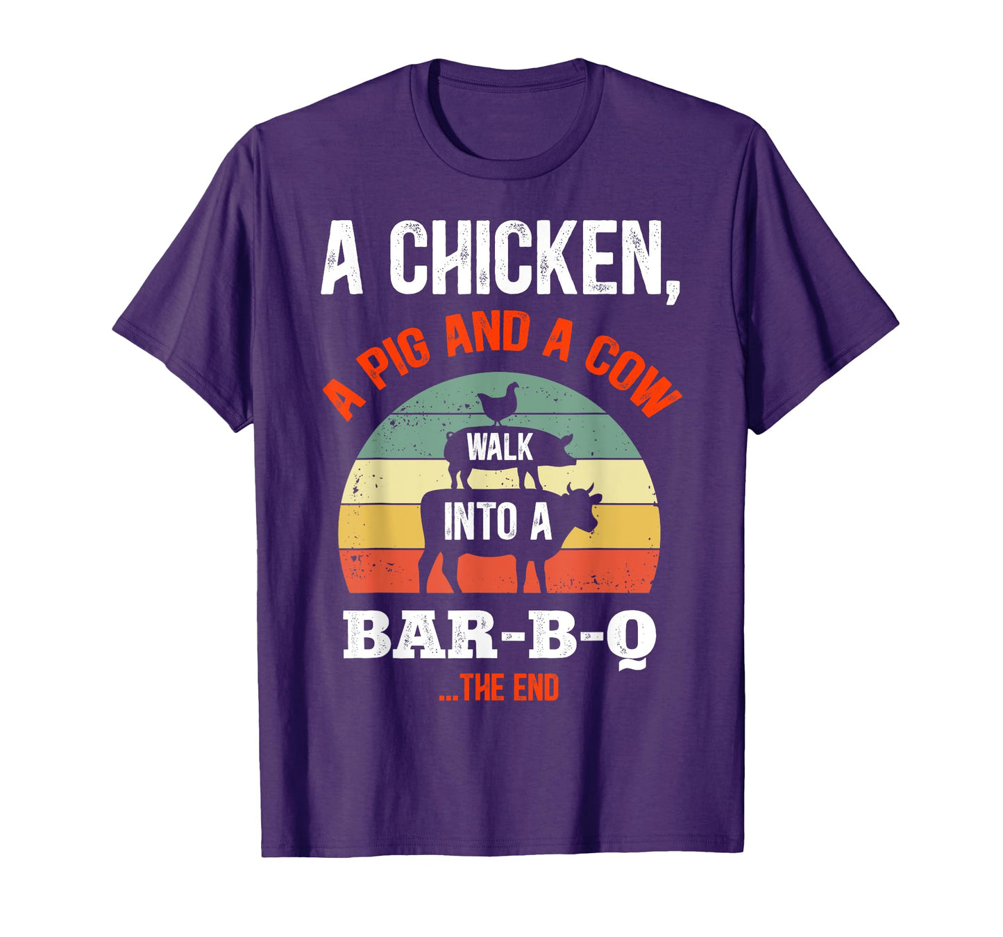 A Chicken A Pig & A Cow Walk Into A Bar-B-Q Funny Barbecue T-Shirt