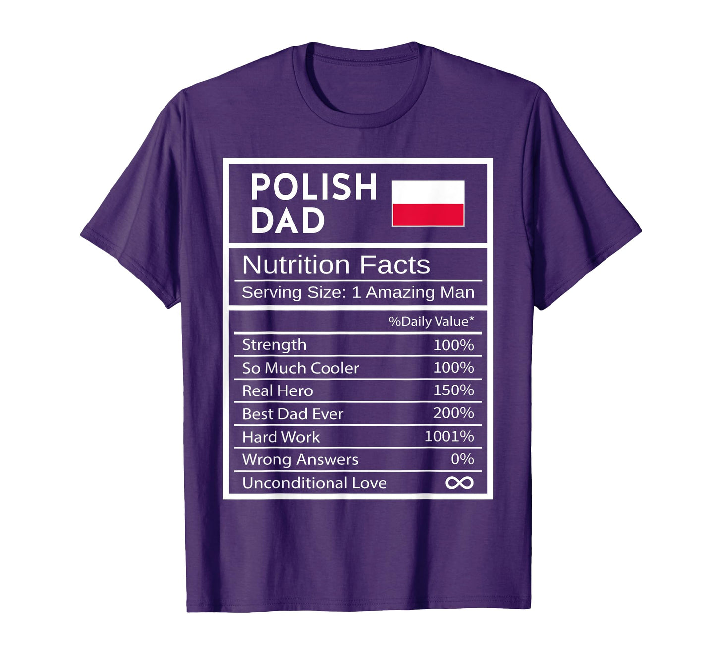 Polish Dad Nutrition Facts National Pride Gift For Dad T-Shirt