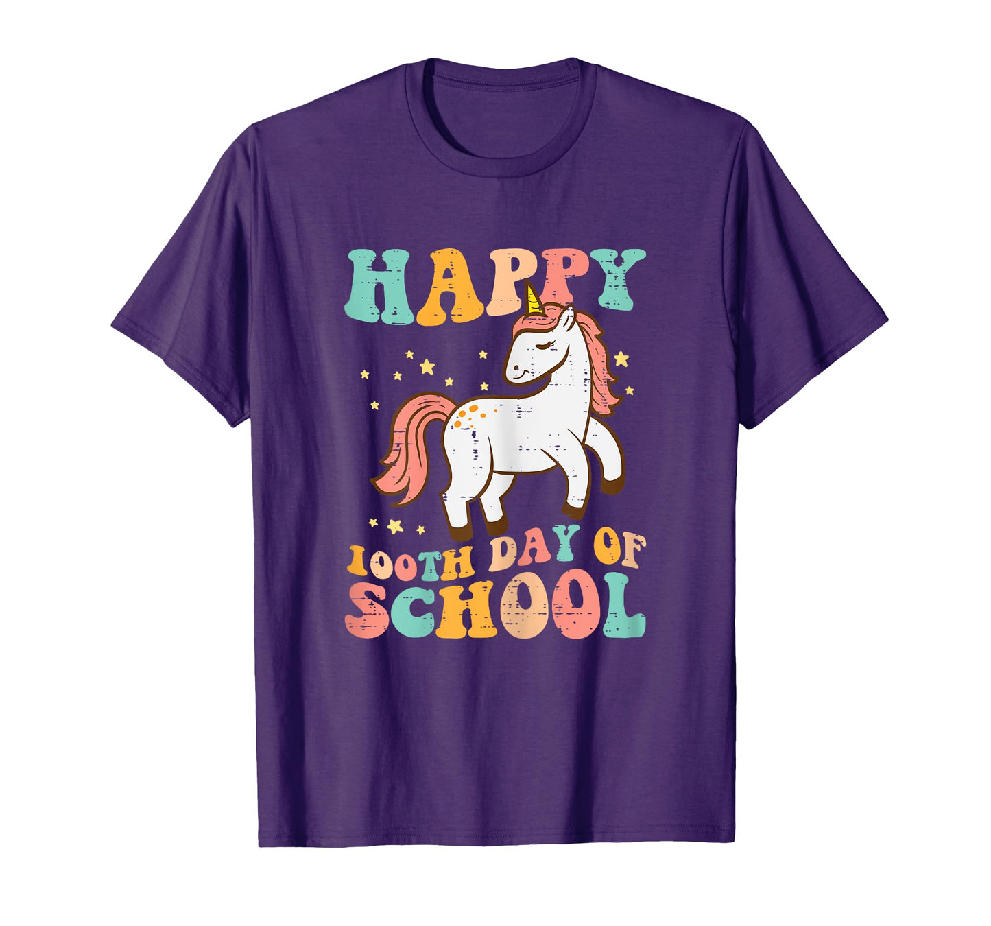 Happy 100th Day School Unicorn Retro 100th Day Women Girls T-Shirt
