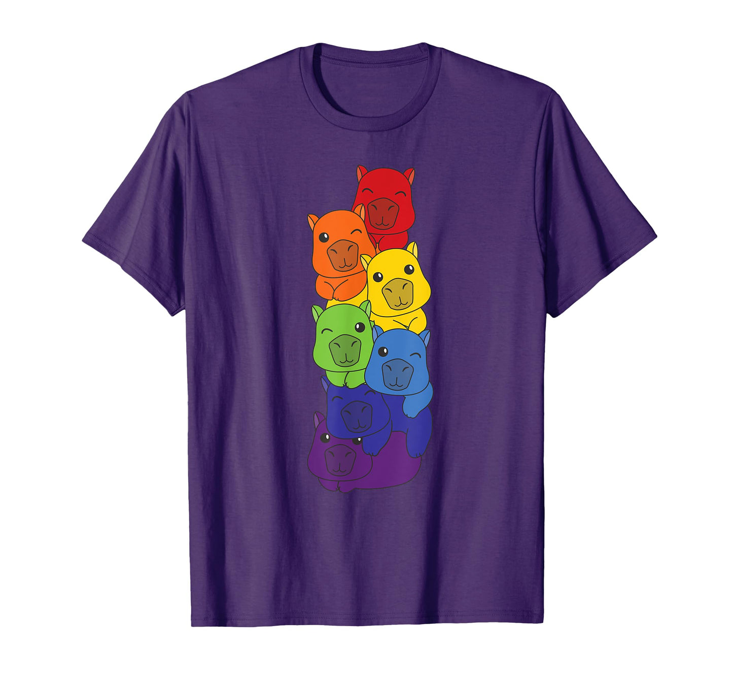 Rainbow Capybaras Cute Animals Colorful Capybara T-Shirt