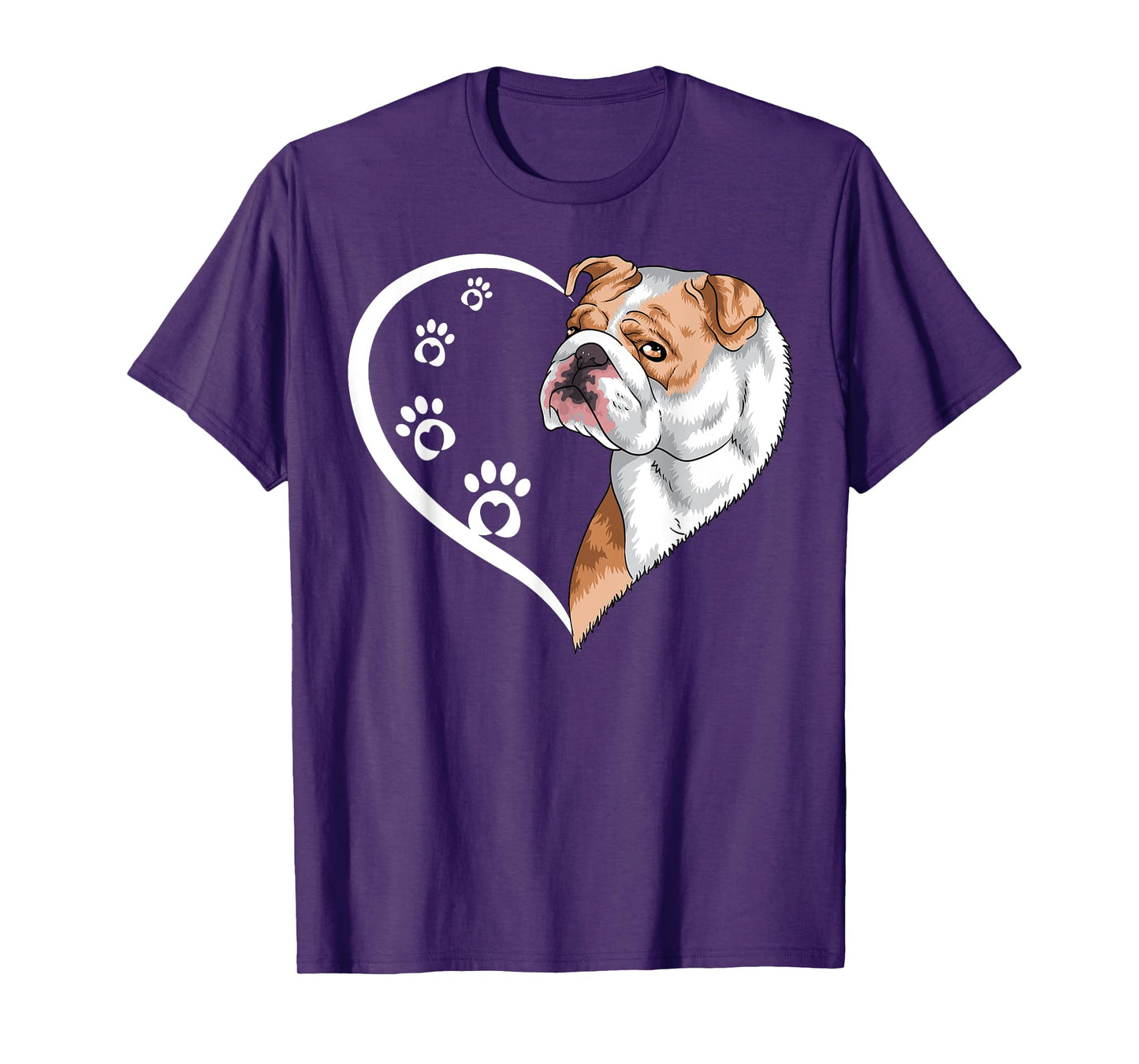 English Bulldog Shirts For Women Girls Kids Heart Cute T-Shirt