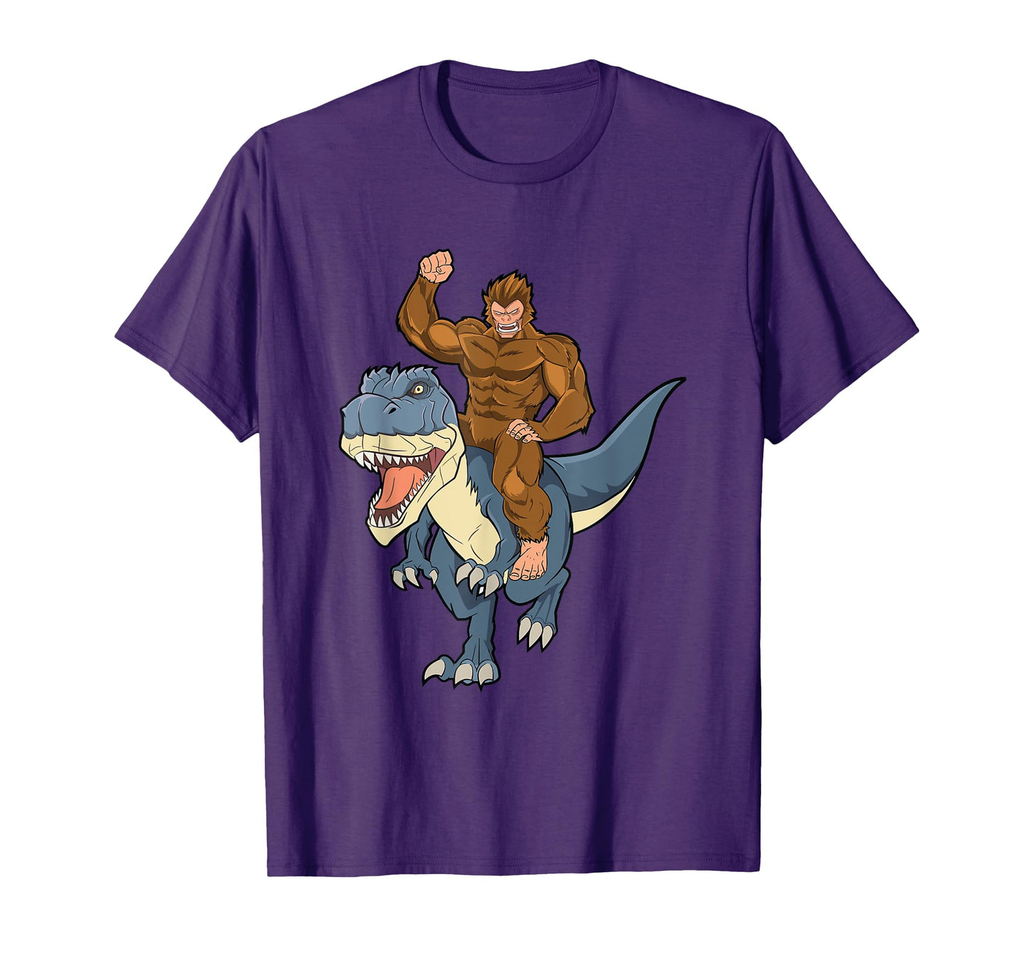 Bigfoot Sasquatch Riding Dinosaur T Rex For Boys Girls Kids T-Shirt