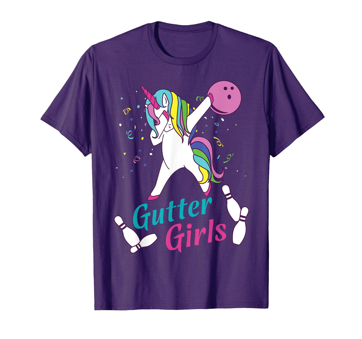 Gutter Girls Unicorn Bowling Team League Night or Tournament T-Shirt