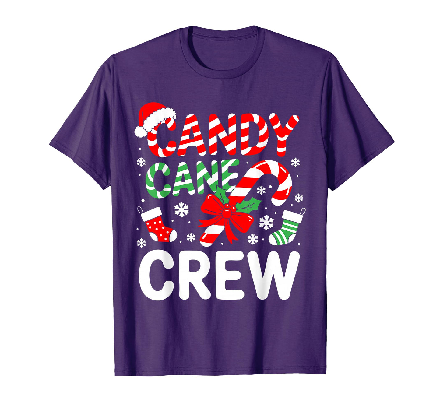 Candy Cane Crew Shirt Adult Men Women Kids Christmas Pajamas T-Shirt