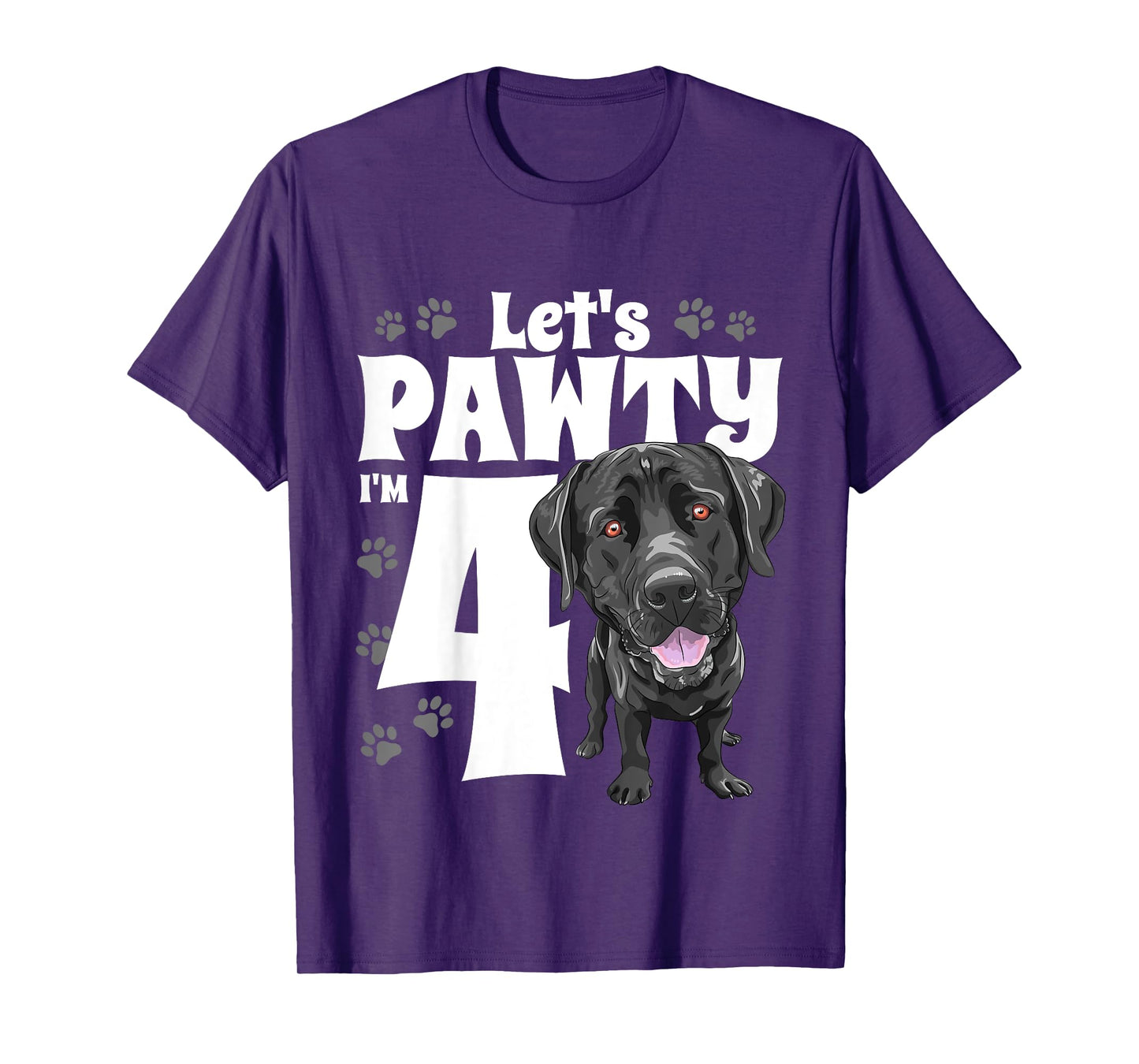 4 Year Old Black Lab Dog Birthday Pawty Labrador 4th Gift T-Shirt