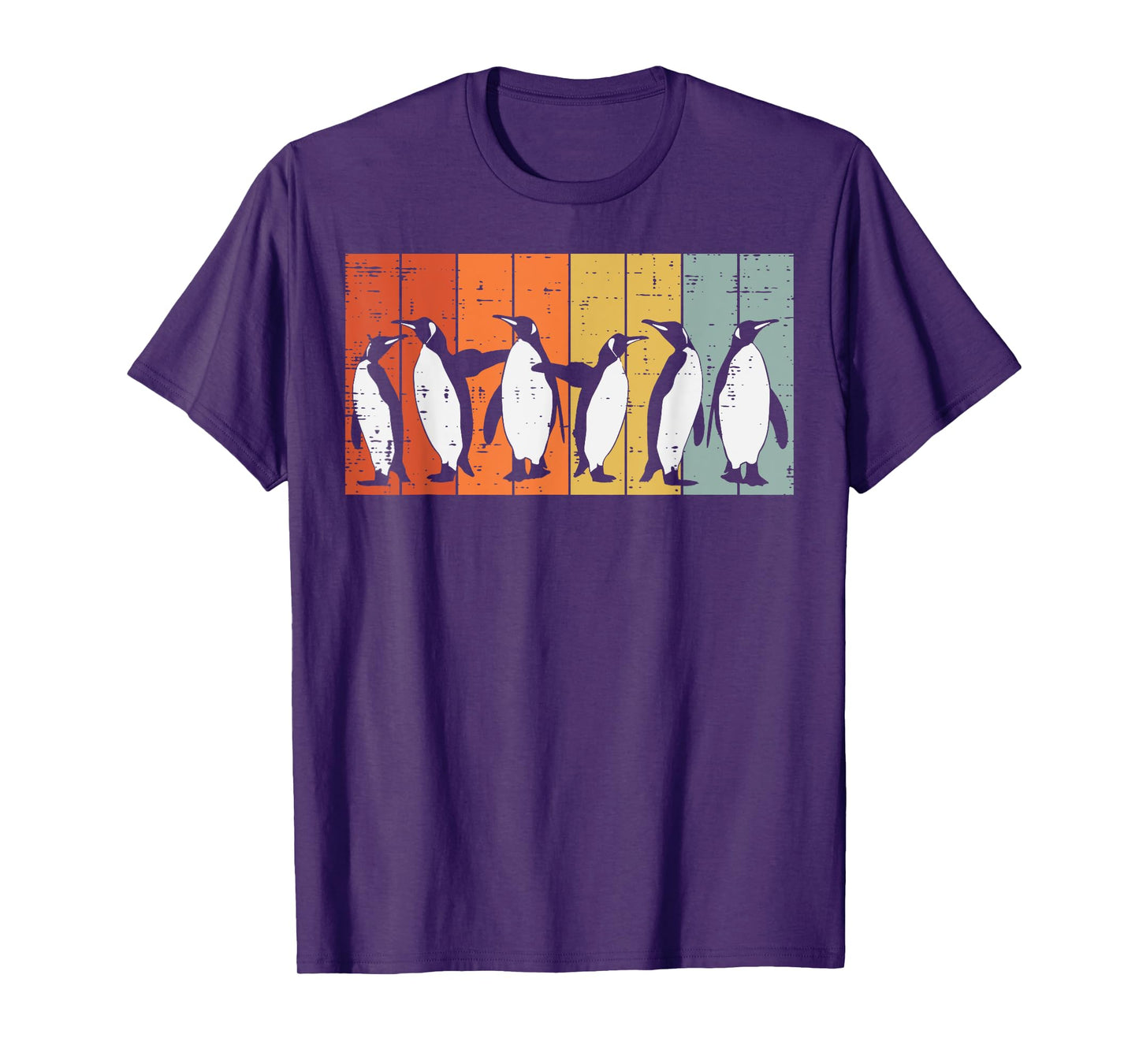 Penguins Retro Stripes Retro Antarctic Bird Kids Men Women T-Shirt