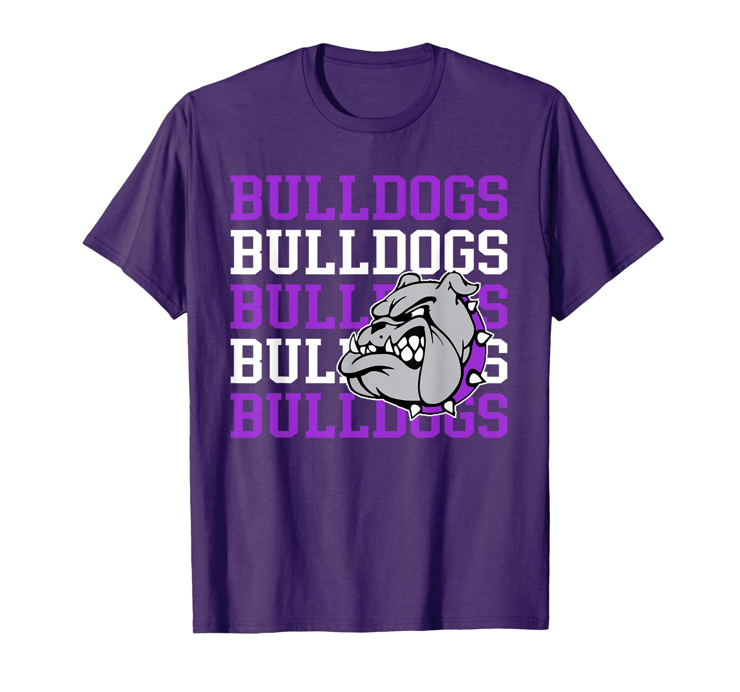 Purple Bulldogs School Spirit Bulldog Mascot Teacher Bulldog T-Shirt