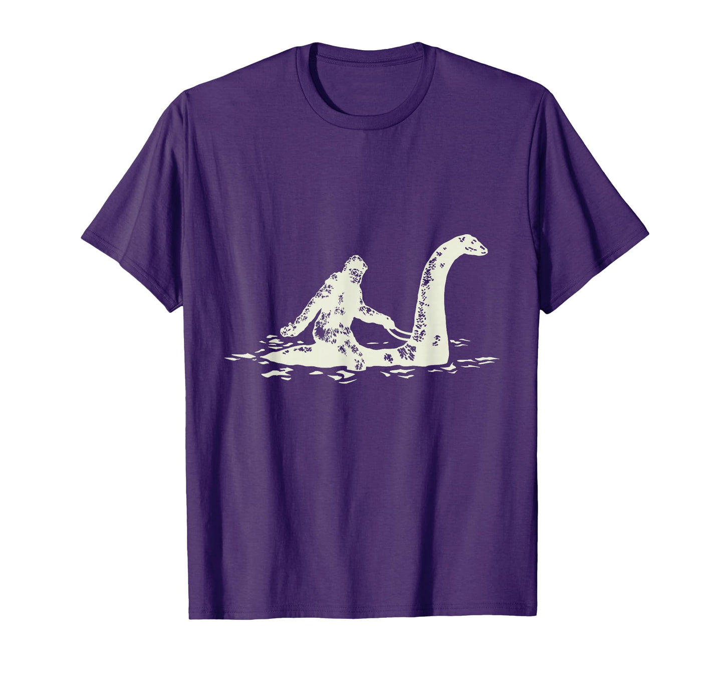 Bigfoot Sasquatch Riding The Loch Ness Monster Funny,Short Sleeve T-Shirt