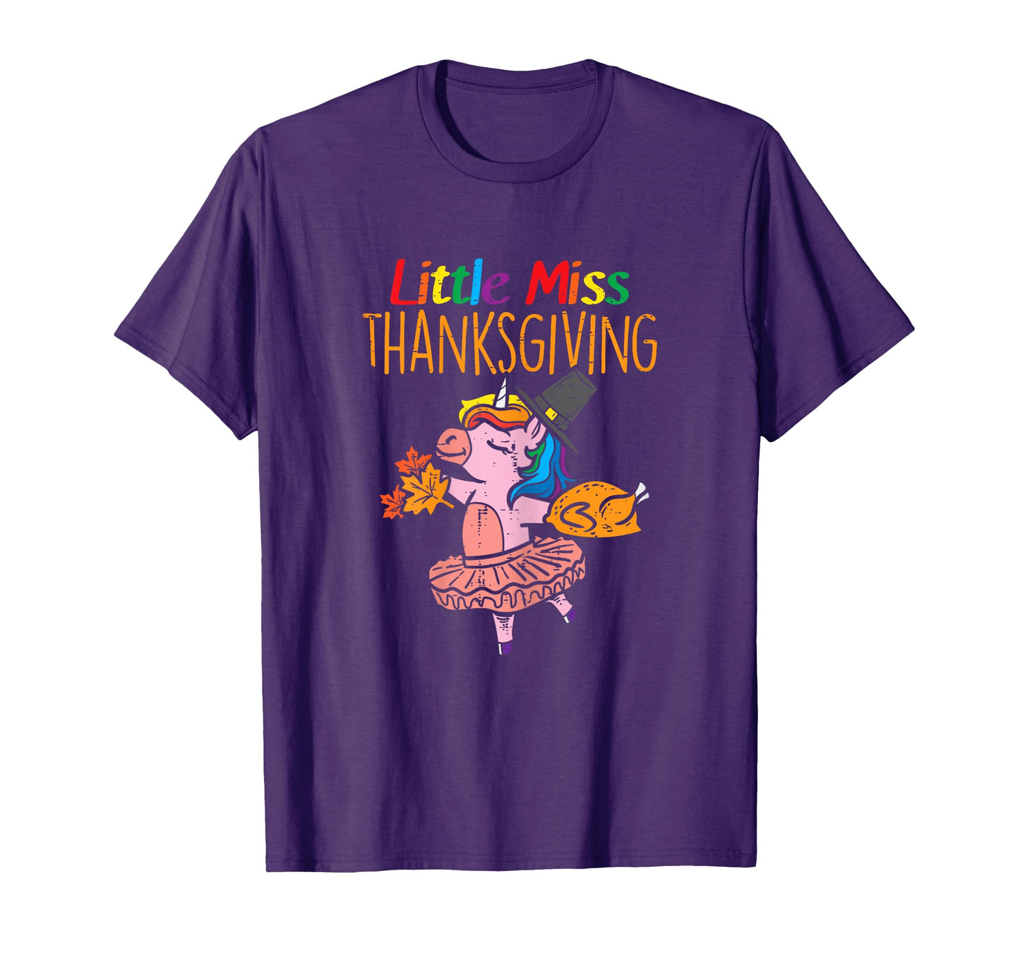 Unicorn Little Miss Thanksgiving Cute Toddler Kids Girls T-Shirt
