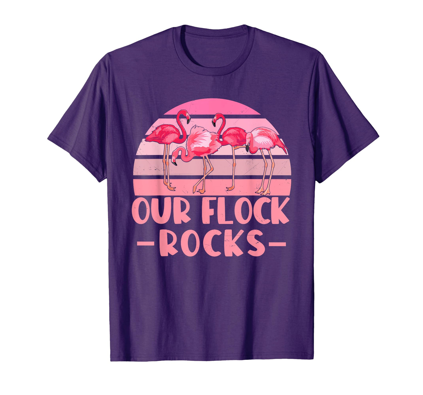 Our Flock Rocks Flamingos Lover Family Vacation Group T-Shirt