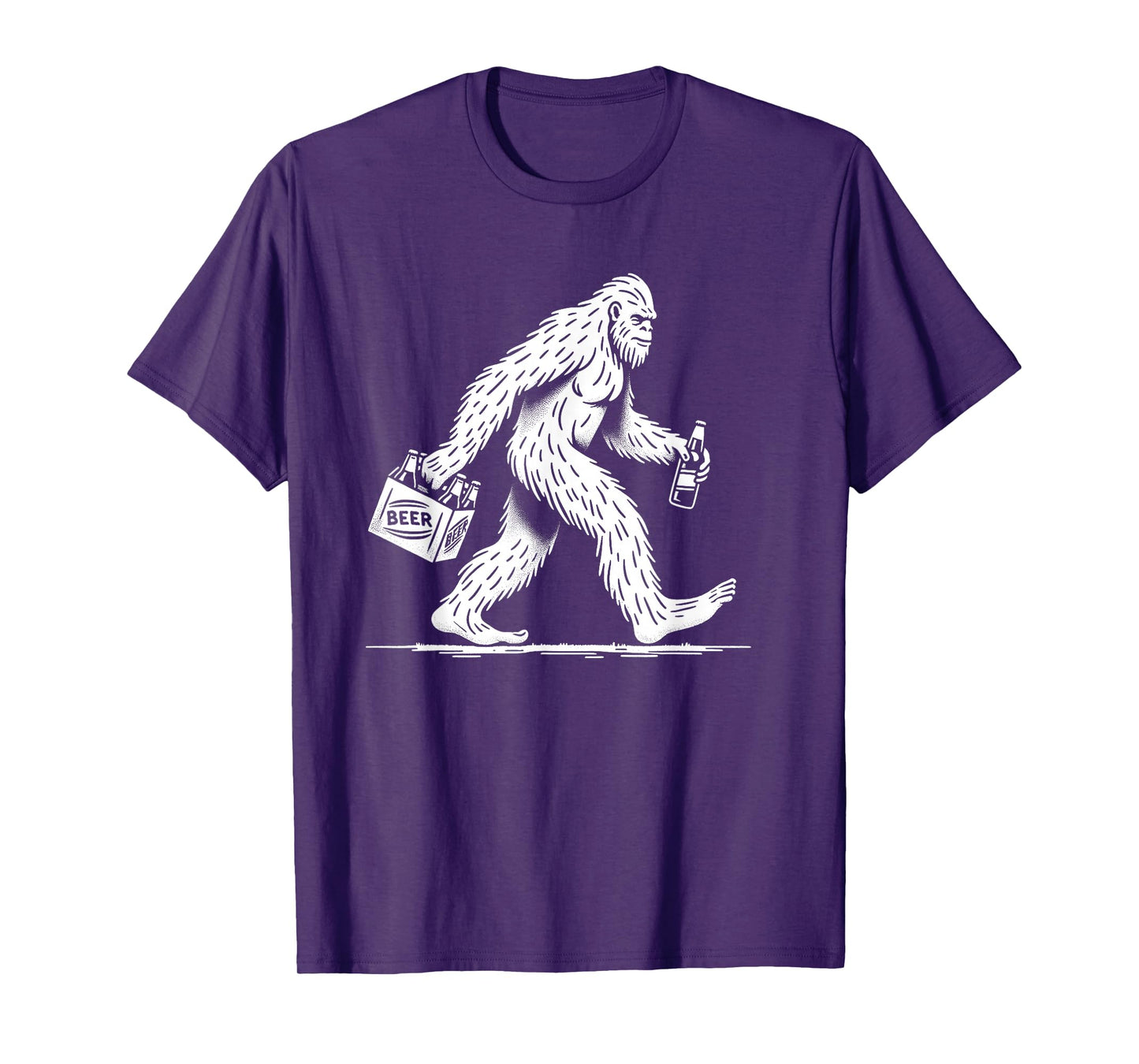 Retro Bigfoot Drinking Beer – Funny Sasquatch T-Shirt