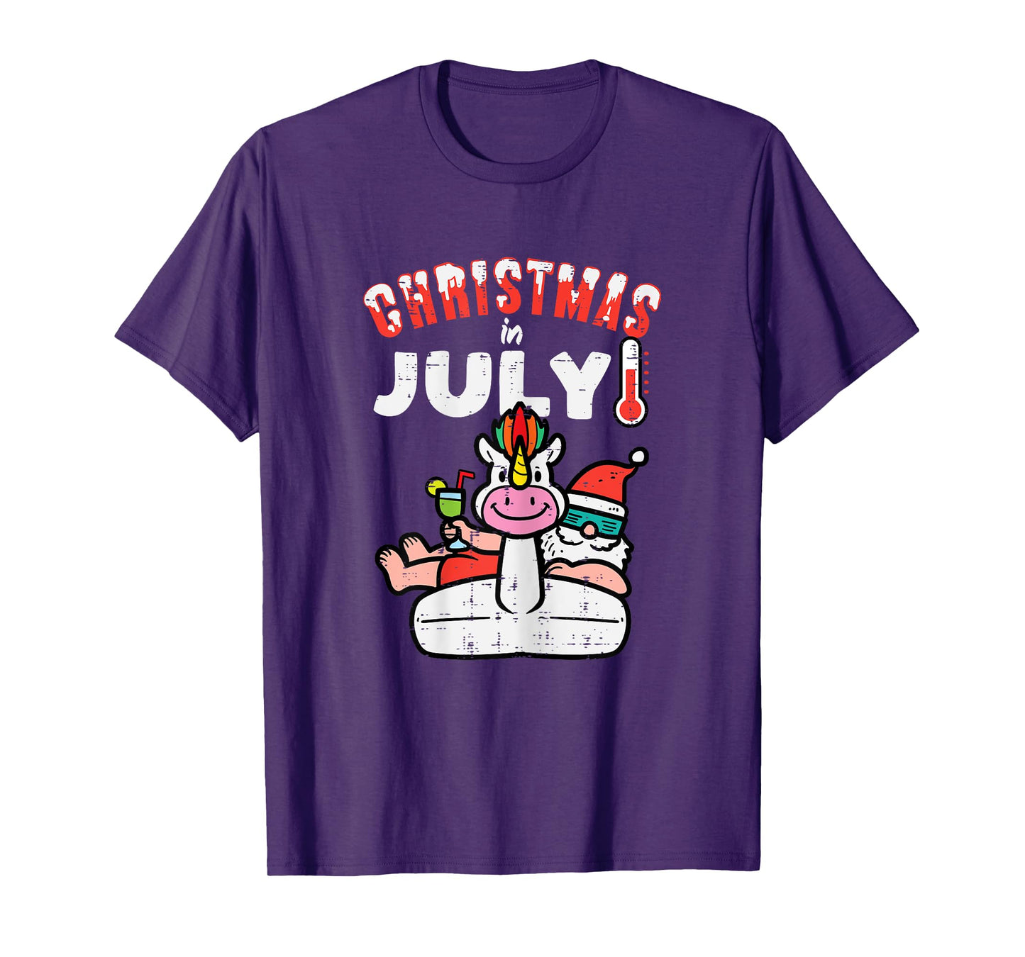 Christmas July Santa Unicorn Float Xmas Girls Kids Toddler T-Shirt