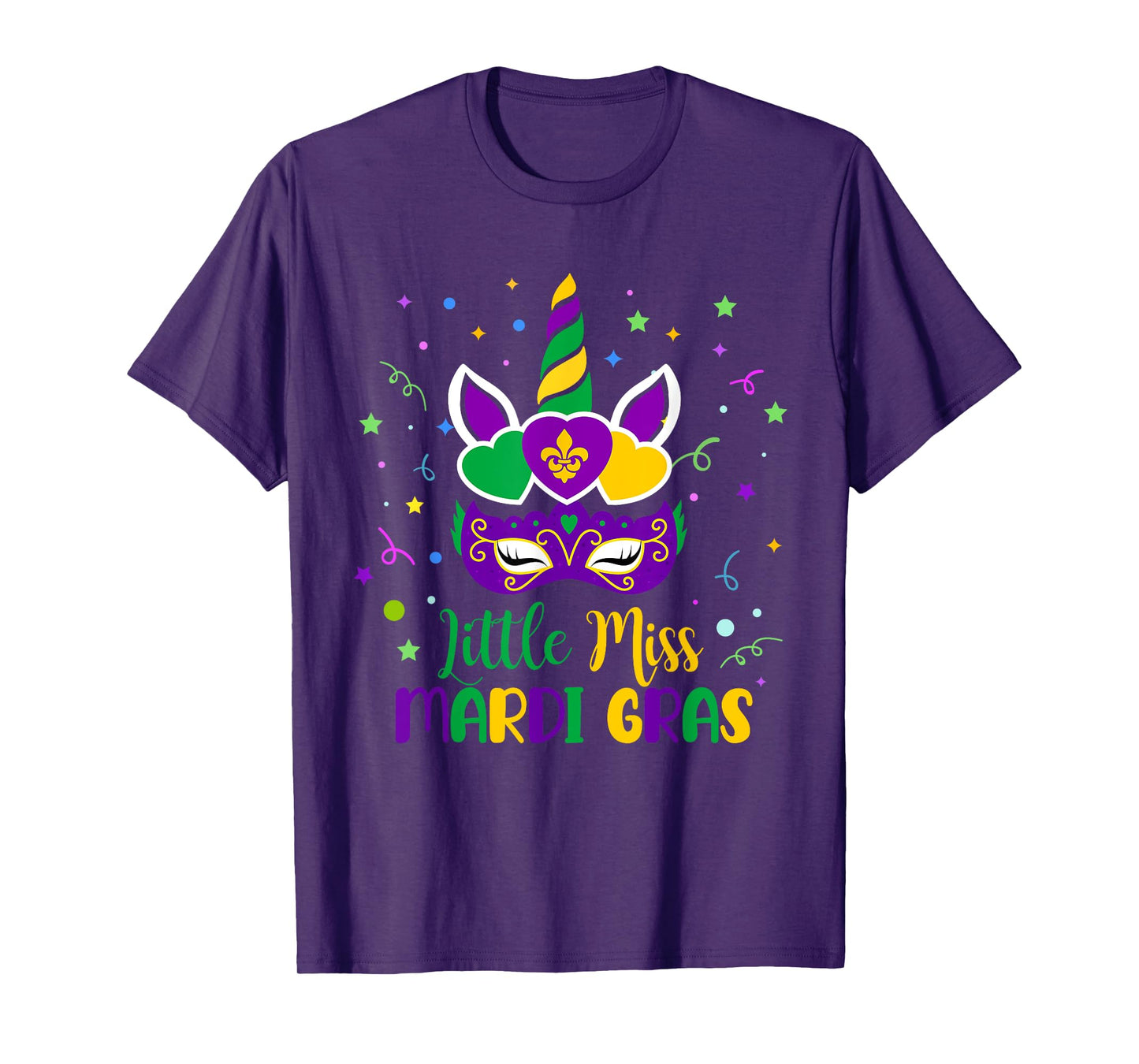 Little Miss Mardi Gras Carnival Unicorn For Toddler Girl Kid T-Shirt