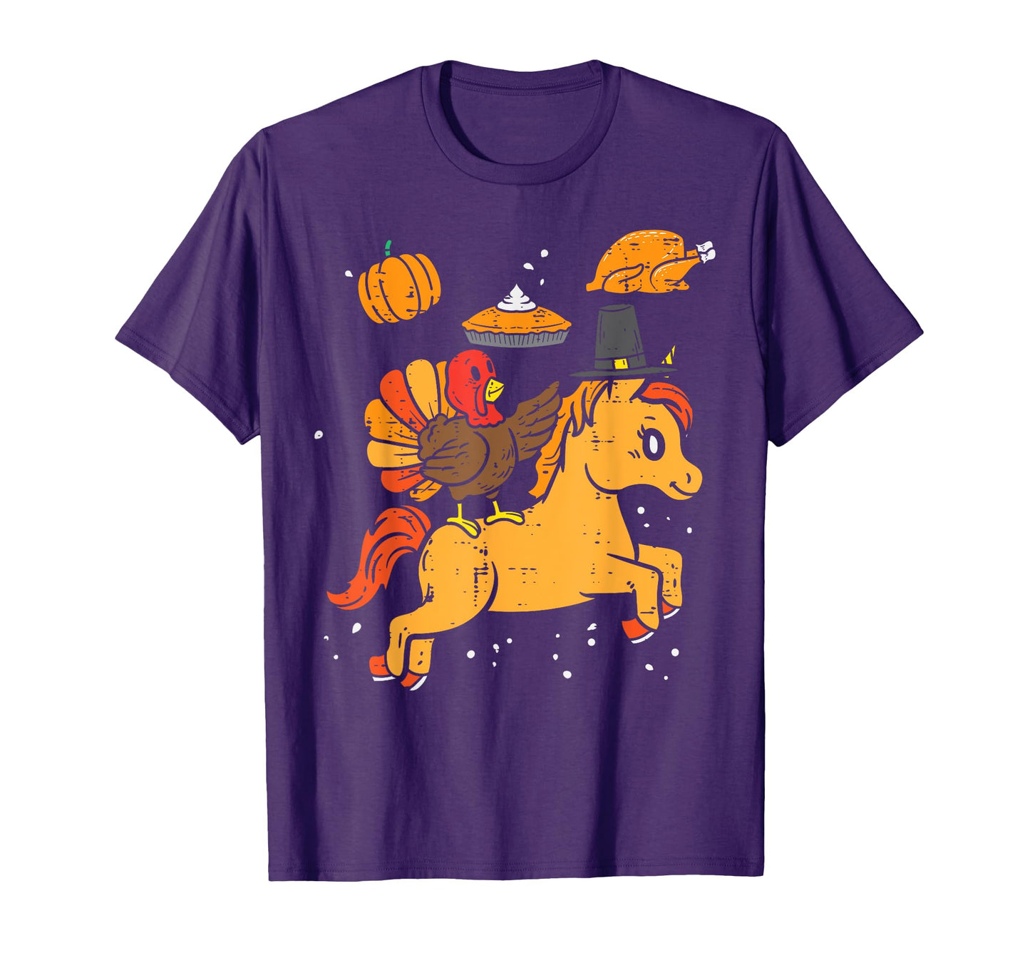 Turkey Ridin Unicorn Pumpkin Thanksgiving Toddler Girls Kids T-Shirt