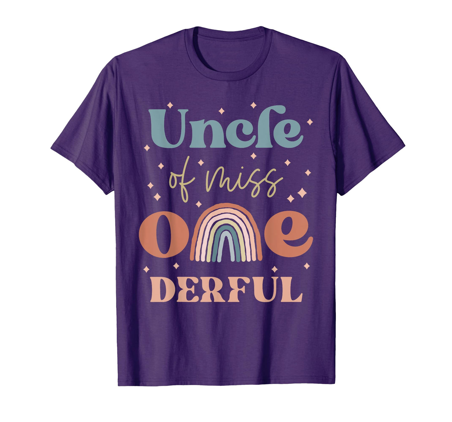 Uncle of Miss Onederful Boho Rainbow Niece First Birthday T-Shirt