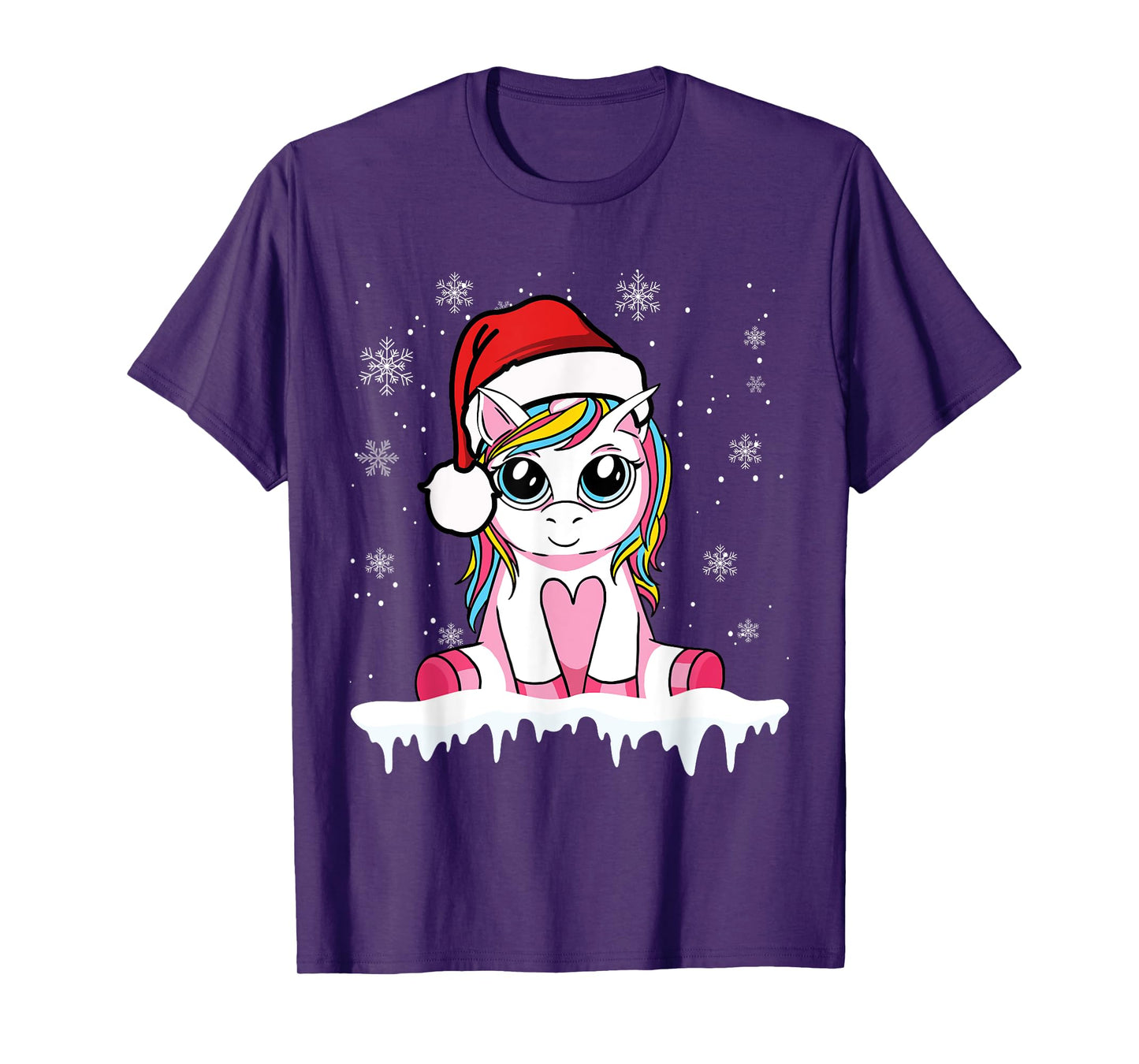Cute Christmas Shirt Girls Women Santa Unicorn Christmas T-Shirt