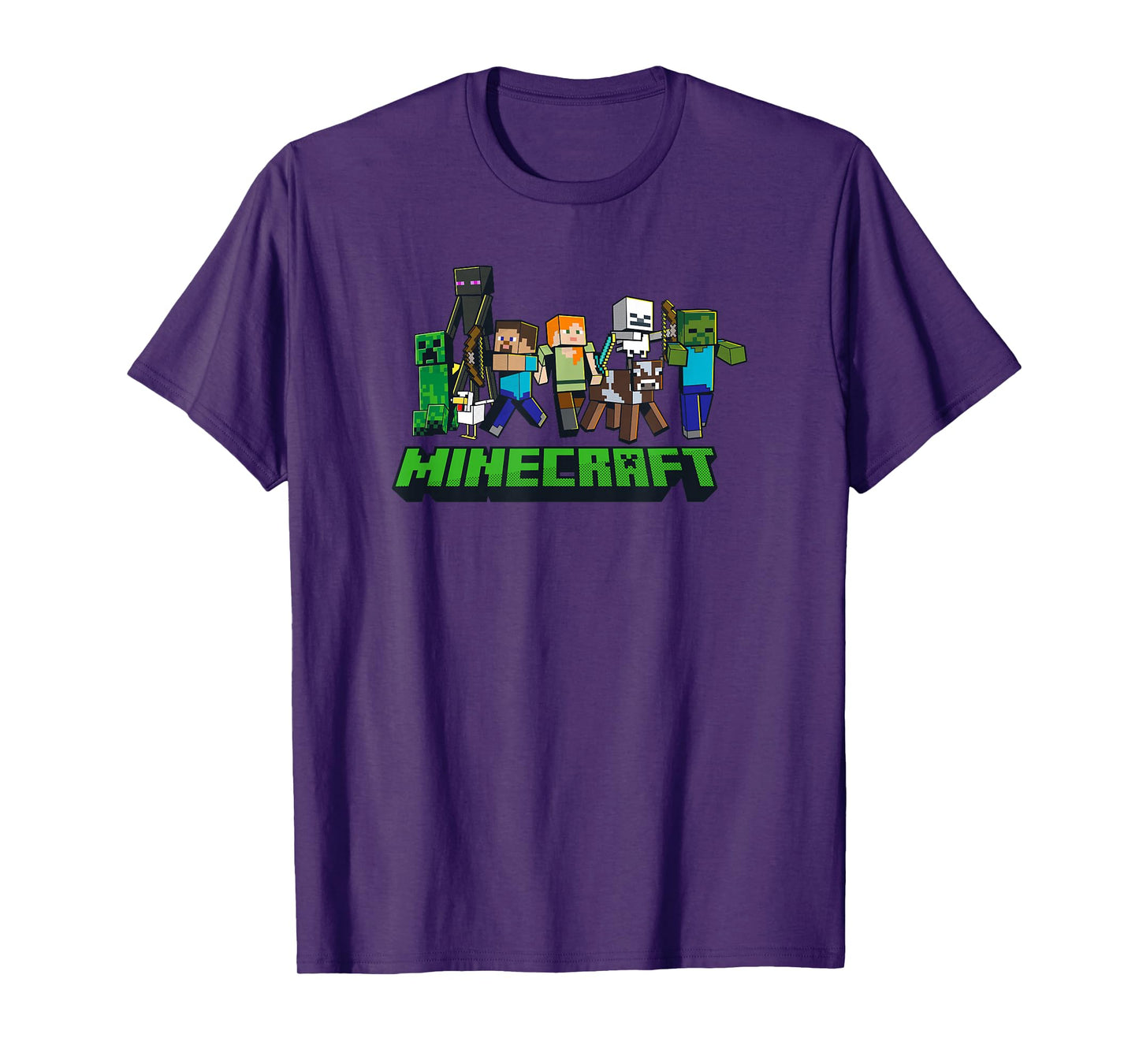 Minecraft Unisex-Adults Kids T-Shirt, Skeleton, Grey, Small, Short Sleeve, Crew Neck, Modern, Graphic Design, Lightweight
