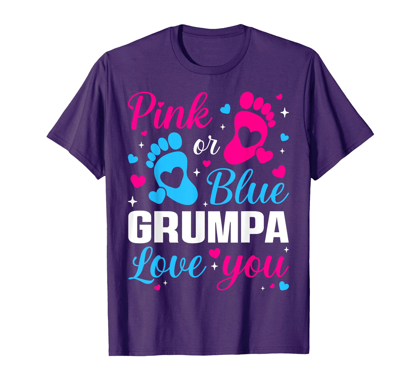 Gender Reveal Pink or Blue Grumpa Loves you Family T-Shirt
